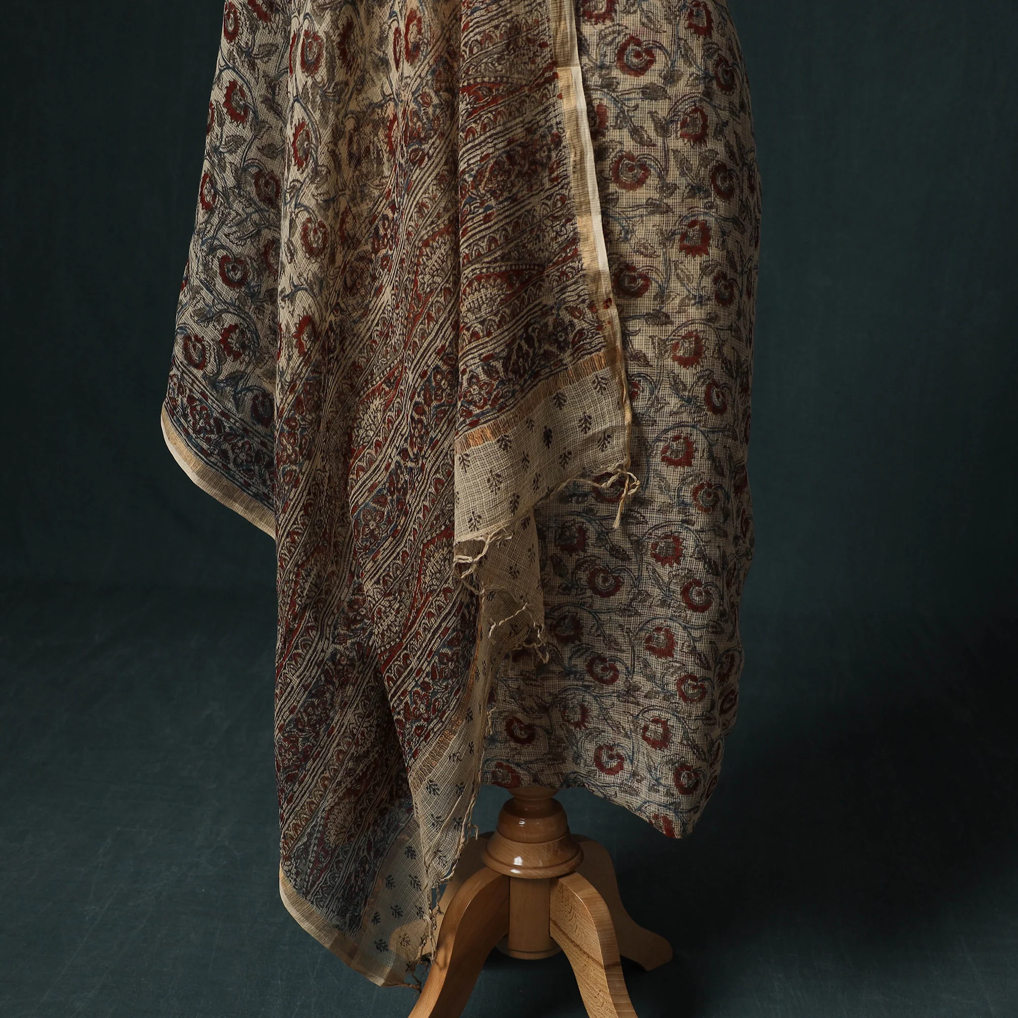 Pedana Kalamkari Block Print Kota Doria Cotton 2pc Unstitched Dress Material Kurta Set 28 - Image 4