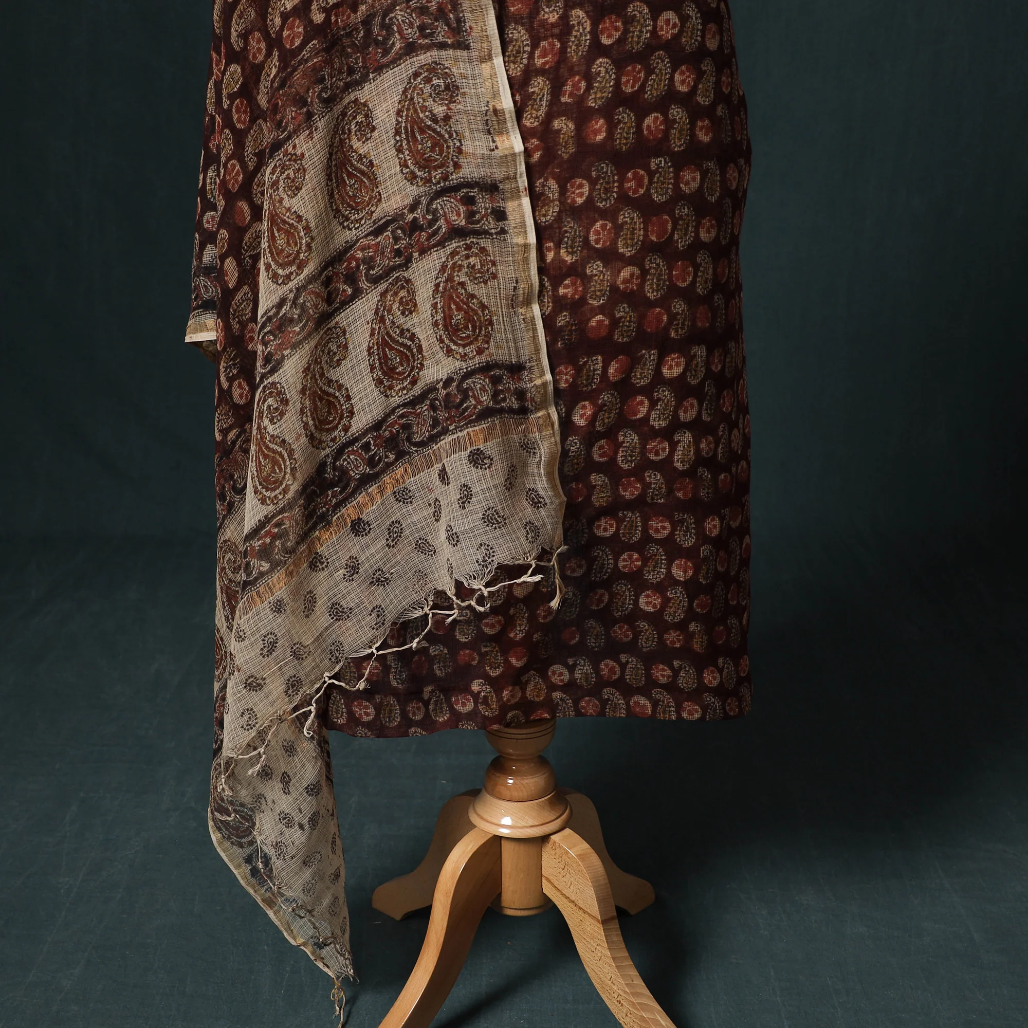 Pedana Kalamkari Block Print Kota Doria Cotton 2pc Unstitched Dress Material Kurta Set 29 - Image 4