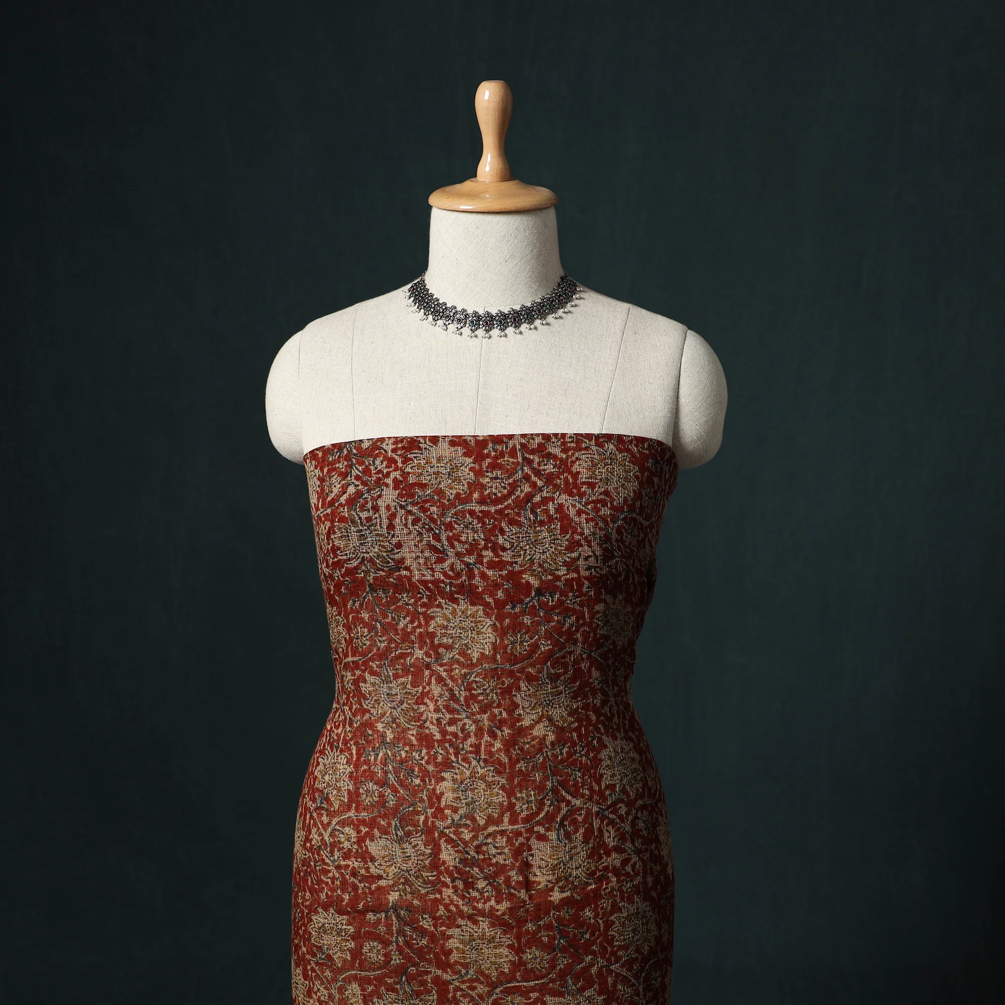 Pedana Kalamkari Block Print Kota Doria Cotton 2pc Unstitched Dress Material Kurta Set 30 - Image 2