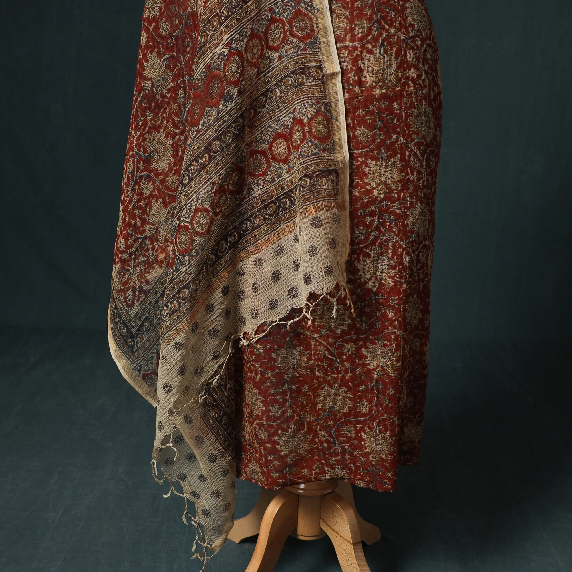 Pedana Kalamkari Block Print Kota Doria Cotton 2pc Unstitched Dress Material Kurta Set 30 - Image 4