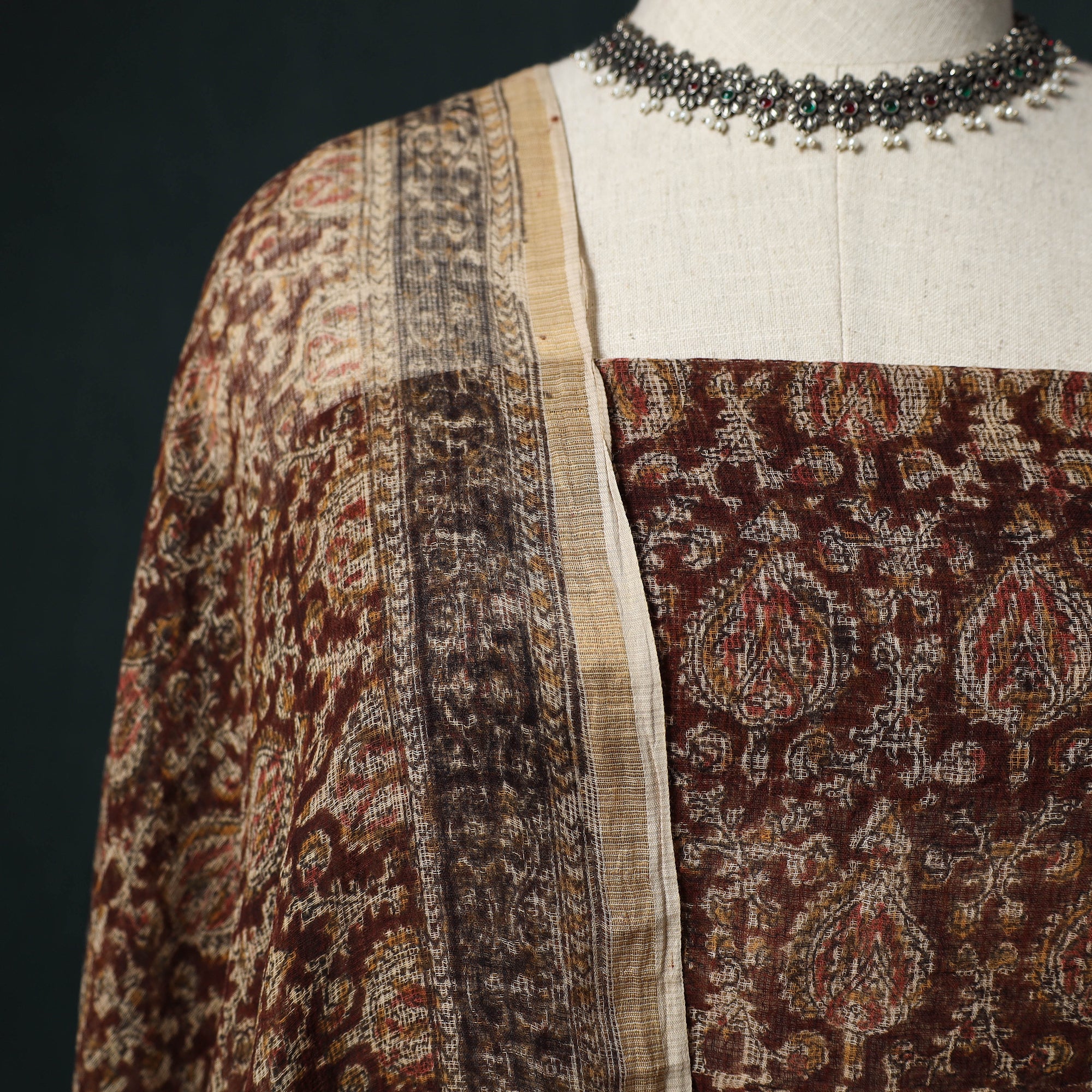 Pedana Kalamkari Block Print Kota Doria Cotton 2pc Unstitched Dress Material Kurta Set 31 - Image 3