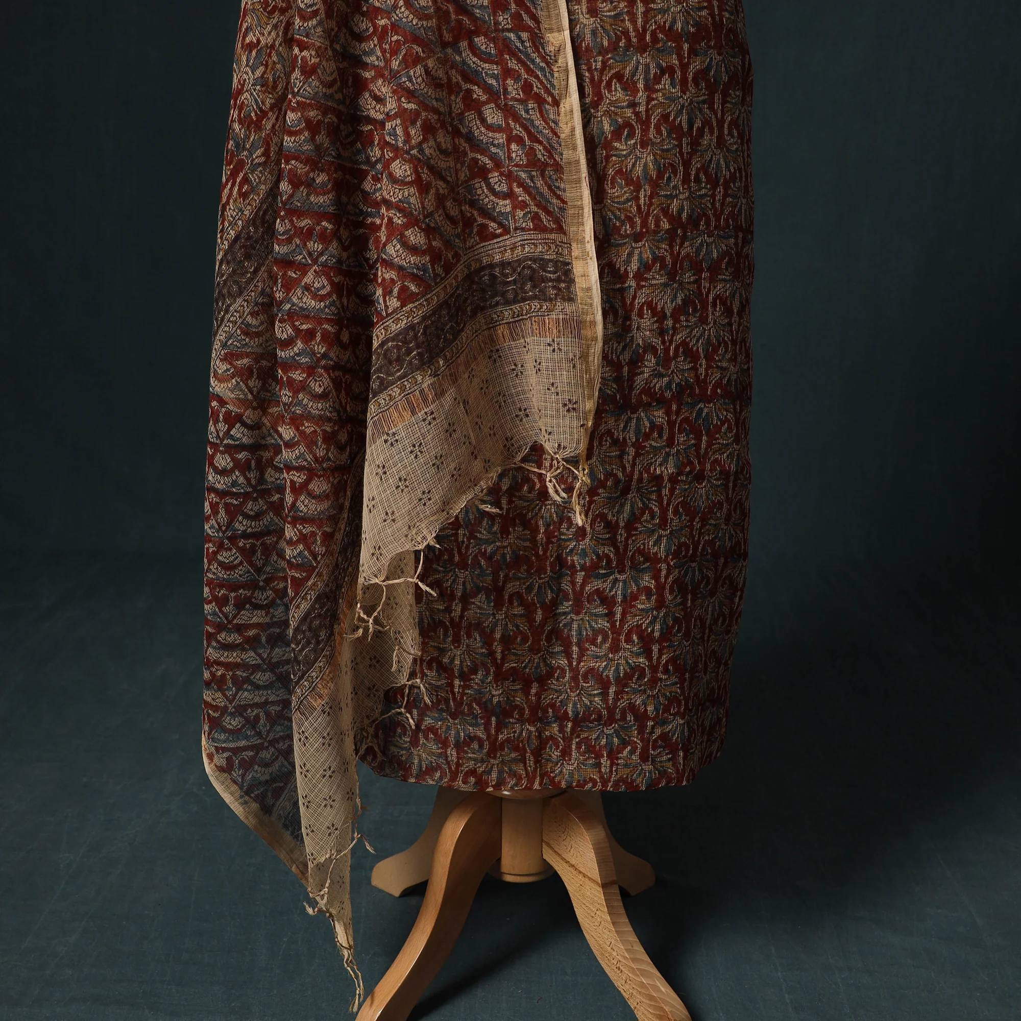 Pedana Kalamkari Block Print Kota Doria Cotton 2pc Unstitched Dress Material Kurta Set 32 - Image 4