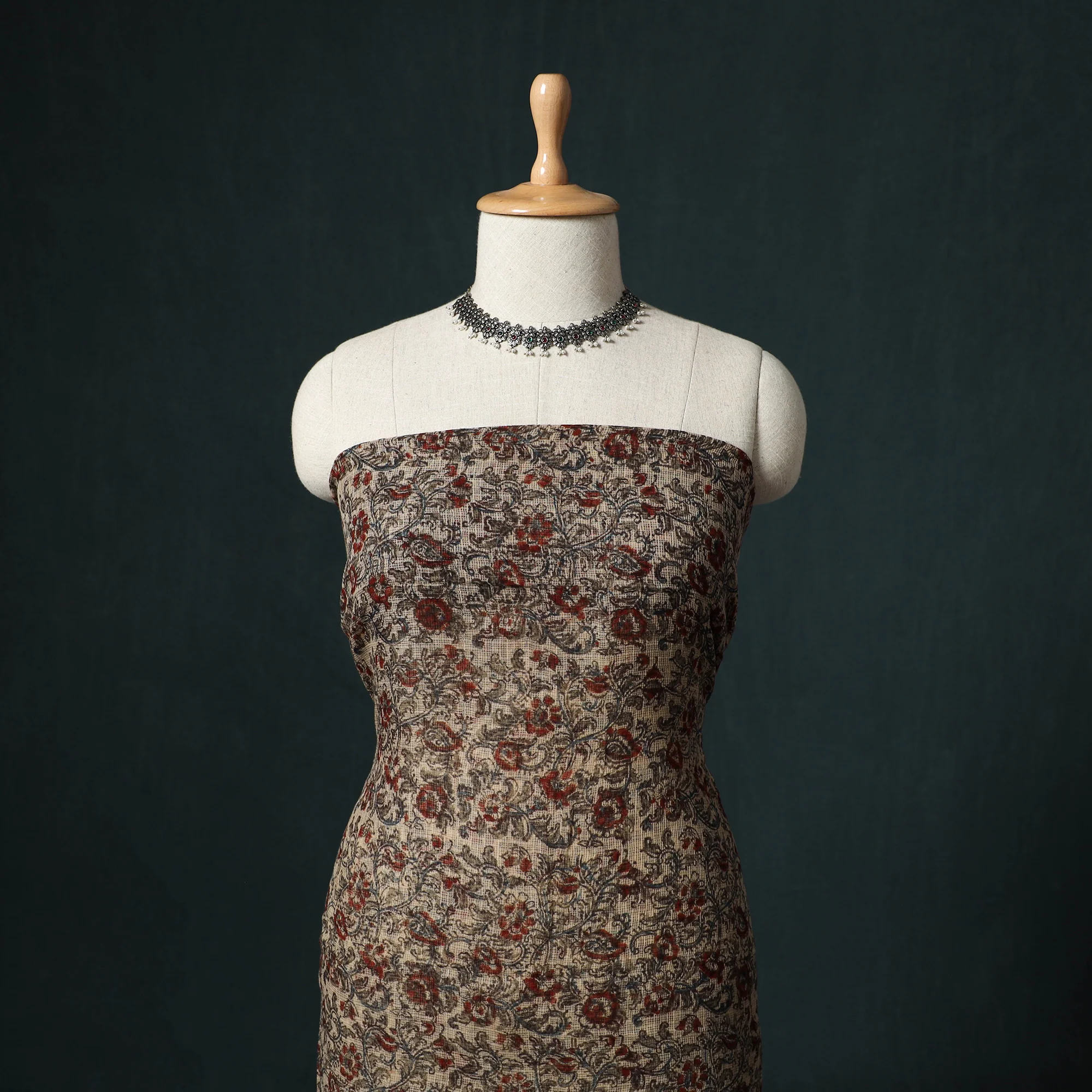 Pedana Kalamkari Block Print Kota Doria Cotton 2pc Unstitched Dress Material Kurta Set 33 - Image 2