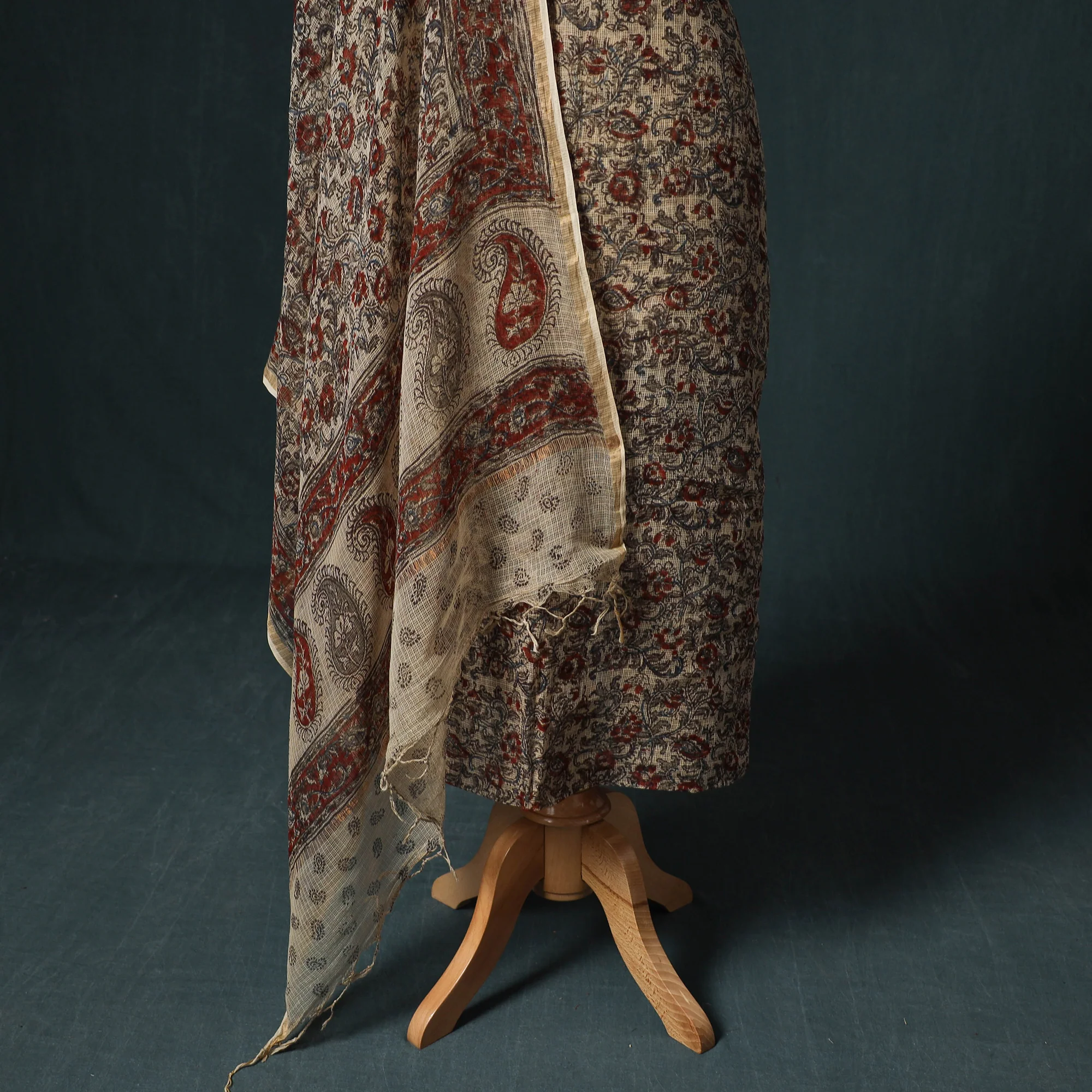 Pedana Kalamkari Block Print Kota Doria Cotton 2pc Unstitched Dress Material Kurta Set 33 - Image 4