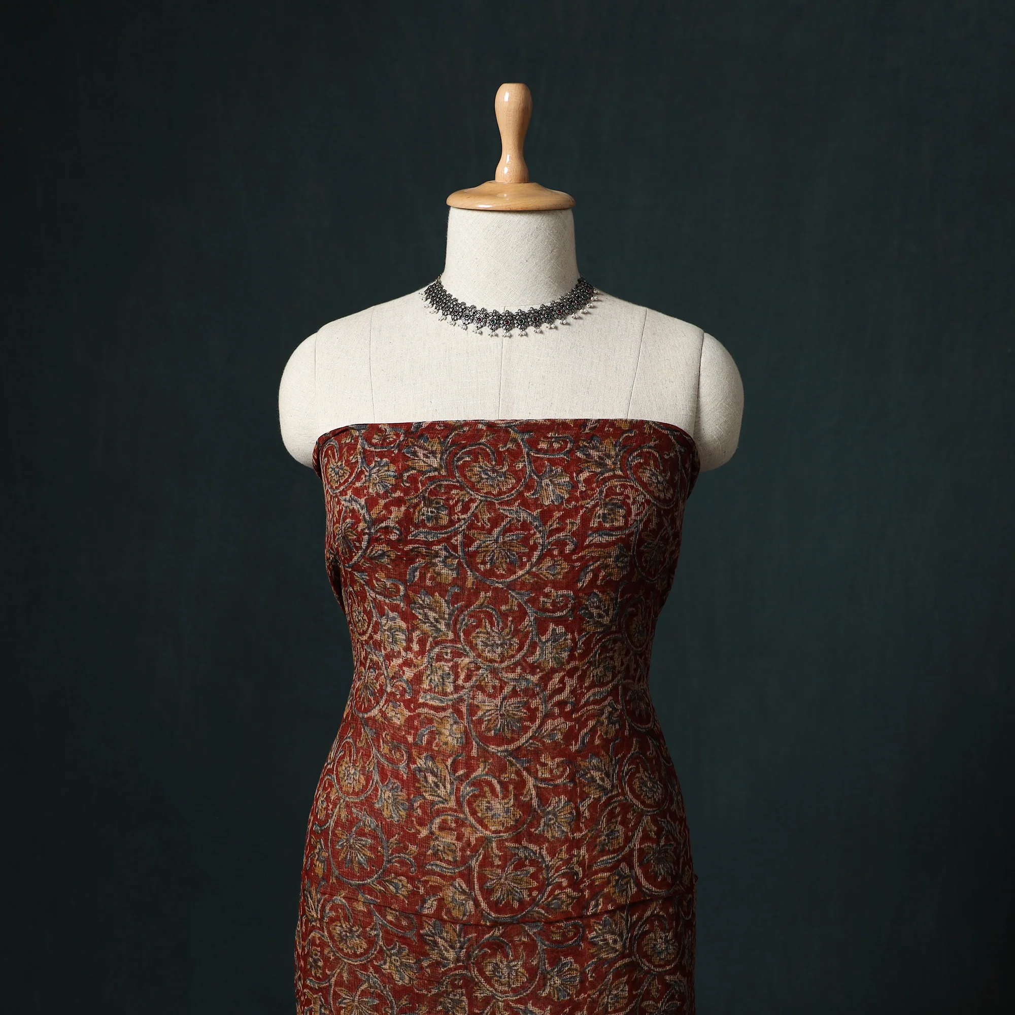 Pedana Kalamkari Block Print Kota Doria Cotton 2pc Unstitched Dress Material Kurta Set 34 - Image 2