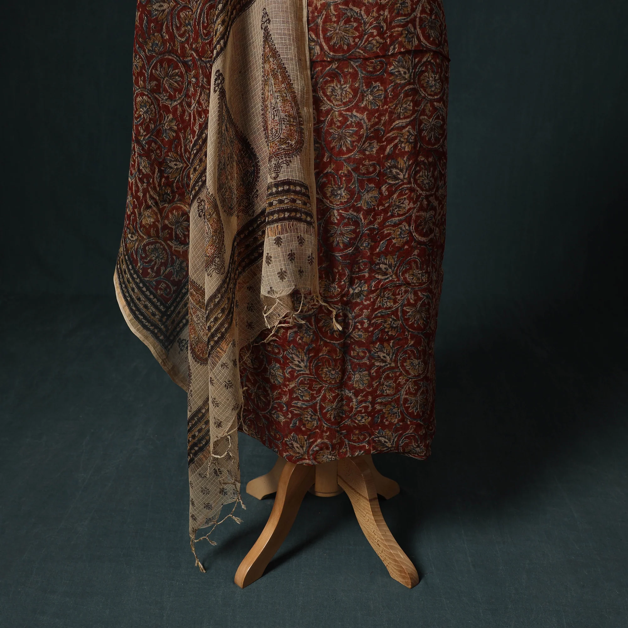Pedana Kalamkari Block Print Kota Doria Cotton 2pc Unstitched Dress Material Kurta Set 34 - Image 4