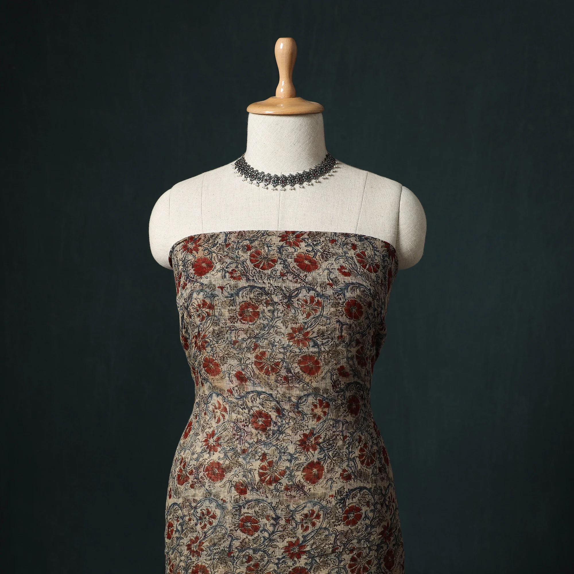 Pedana Kalamkari Block Print Kota Doria Cotton 2pc Unstitched Dress Material Kurta Set 35 - Image 2