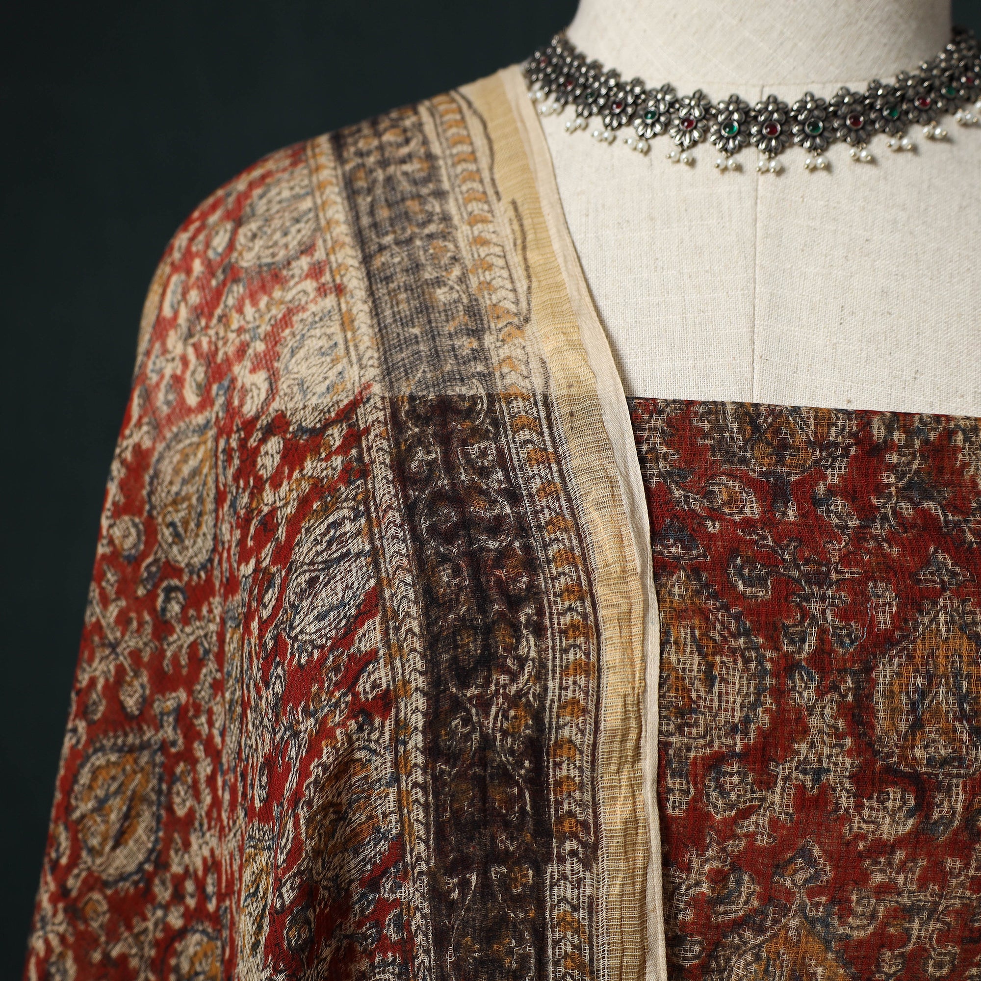 Pedana Kalamkari Block Print Kota Doria Cotton 2pc Unstitched Dress Material Kurta Set 36 - Image 3