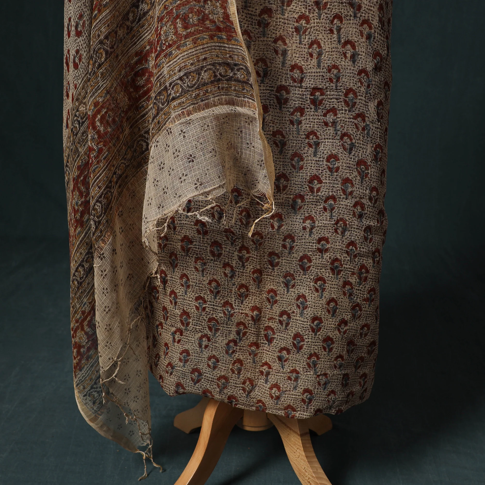 Pedana Kalamkari Block Print Kota Doria Cotton 2pc Unstitched Dress Material Kurta Set 37 - Image 4