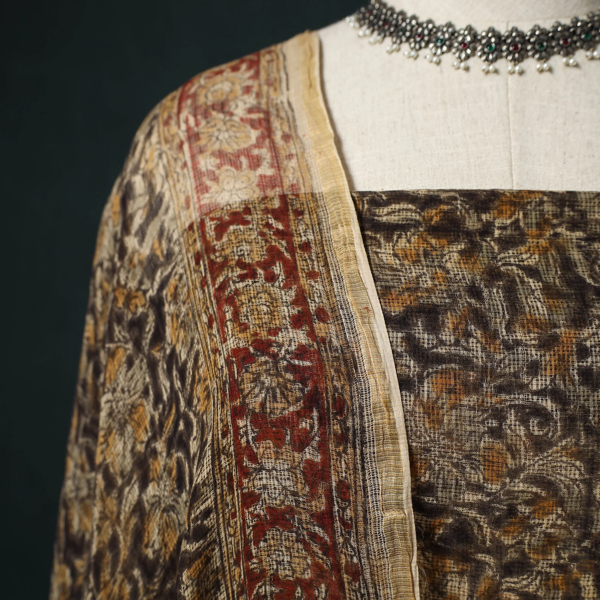 Pedana Kalamkari Block Print Kota Doria Cotton 2pc Unstitched Dress Material Kurta Set 38 - Image 3