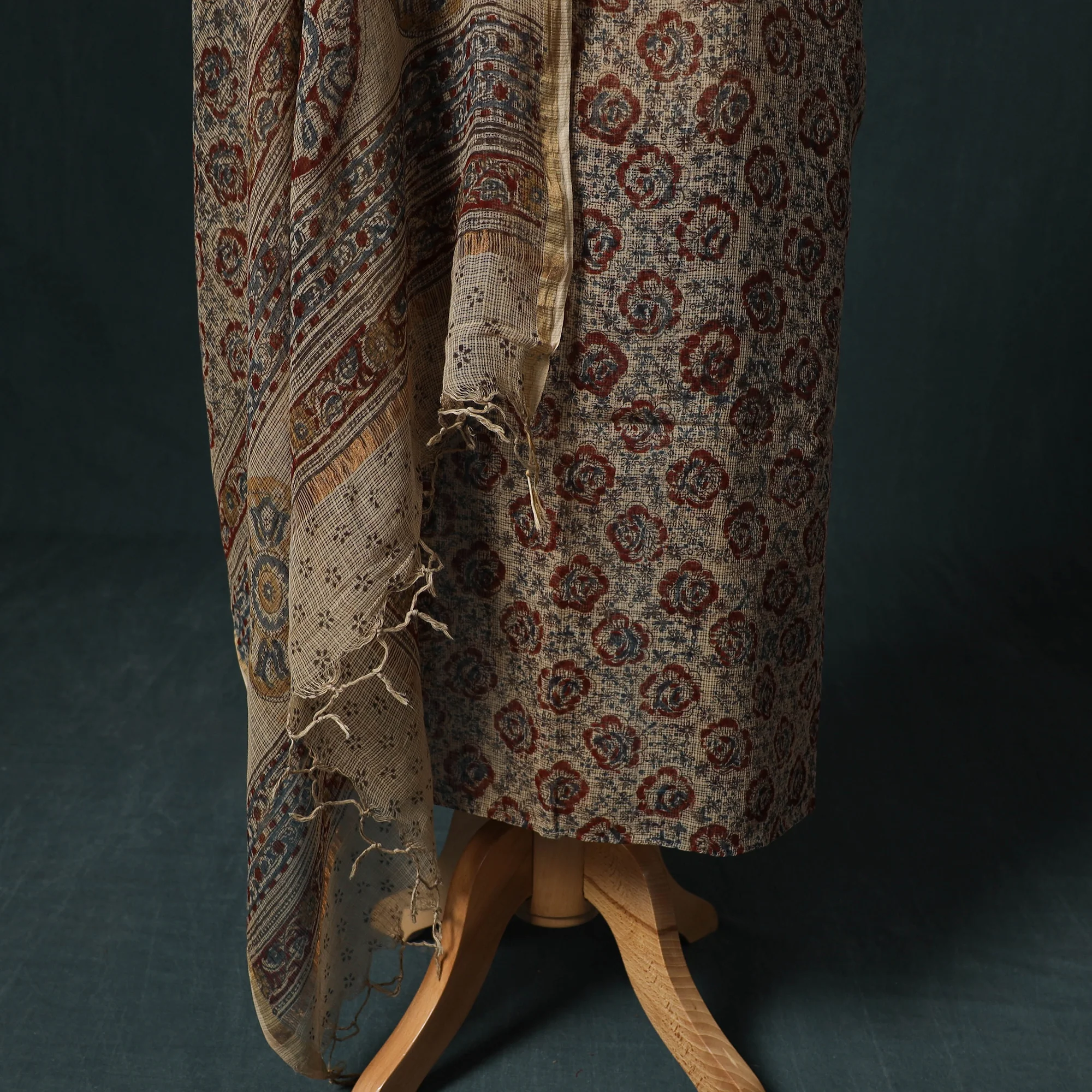 Pedana Kalamkari Block Print Kota Doria Cotton 2pc Unstitched Dress Material Kurta Set 40 - Image 4
