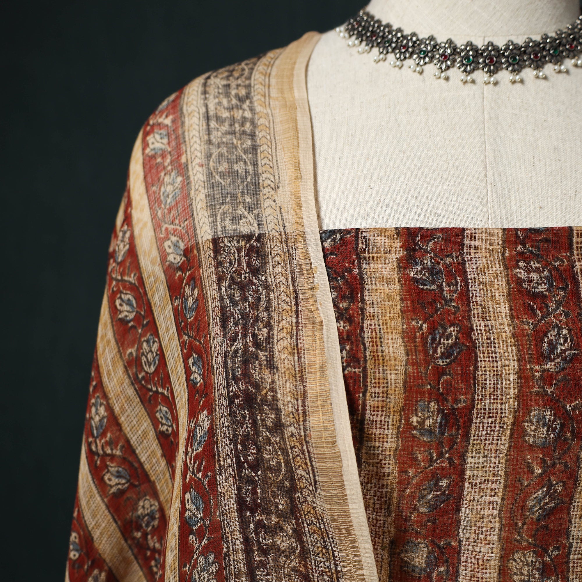 Pedana Kalamkari Block Print Kota Doria Cotton 2pc Unstitched Dress Material Kurta Set 41   -1 41 - Image 3