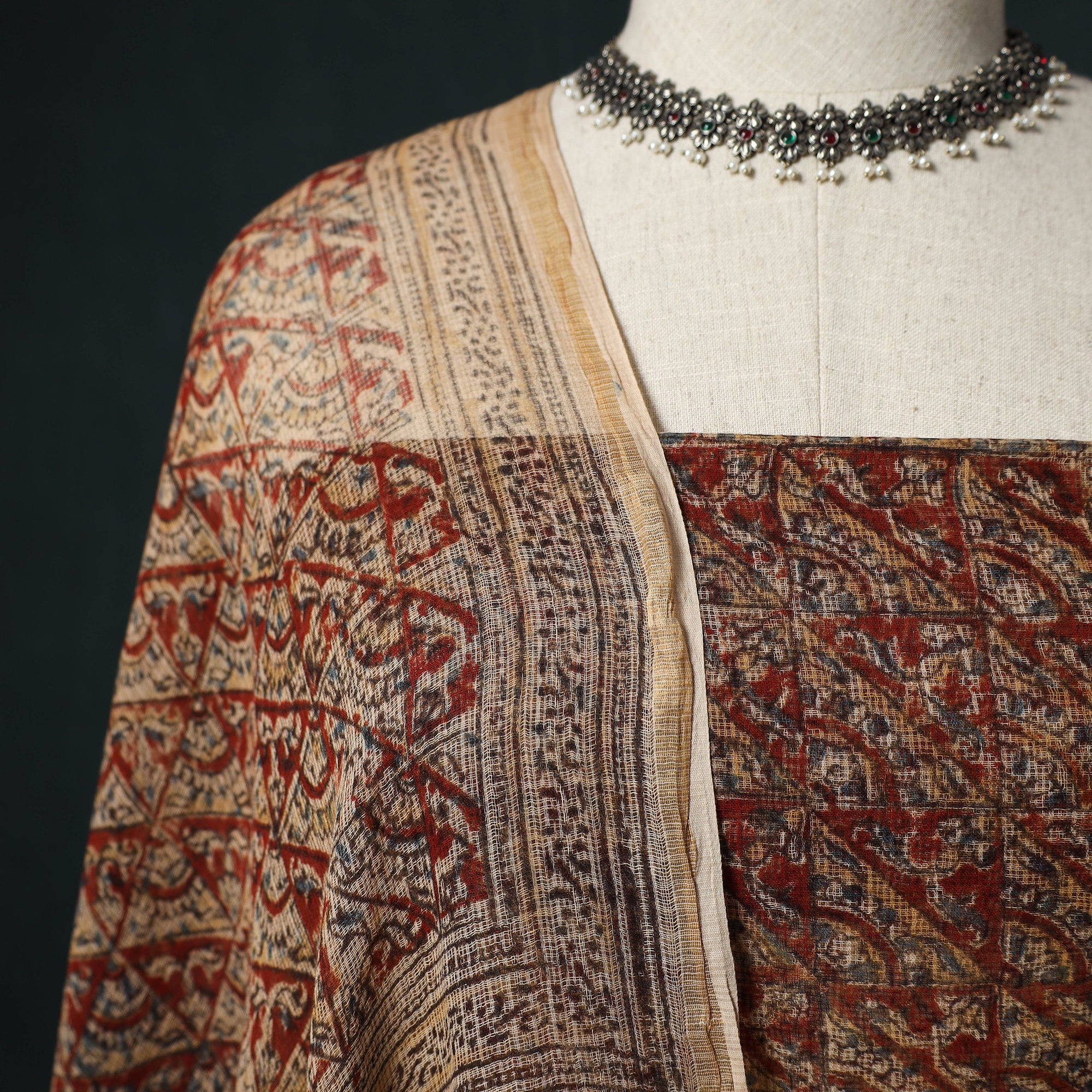 Pedana Kalamkari Block Print Kota Doria Cotton 2pc Unstitched Dress Material Kurta Set 42 - Image 3