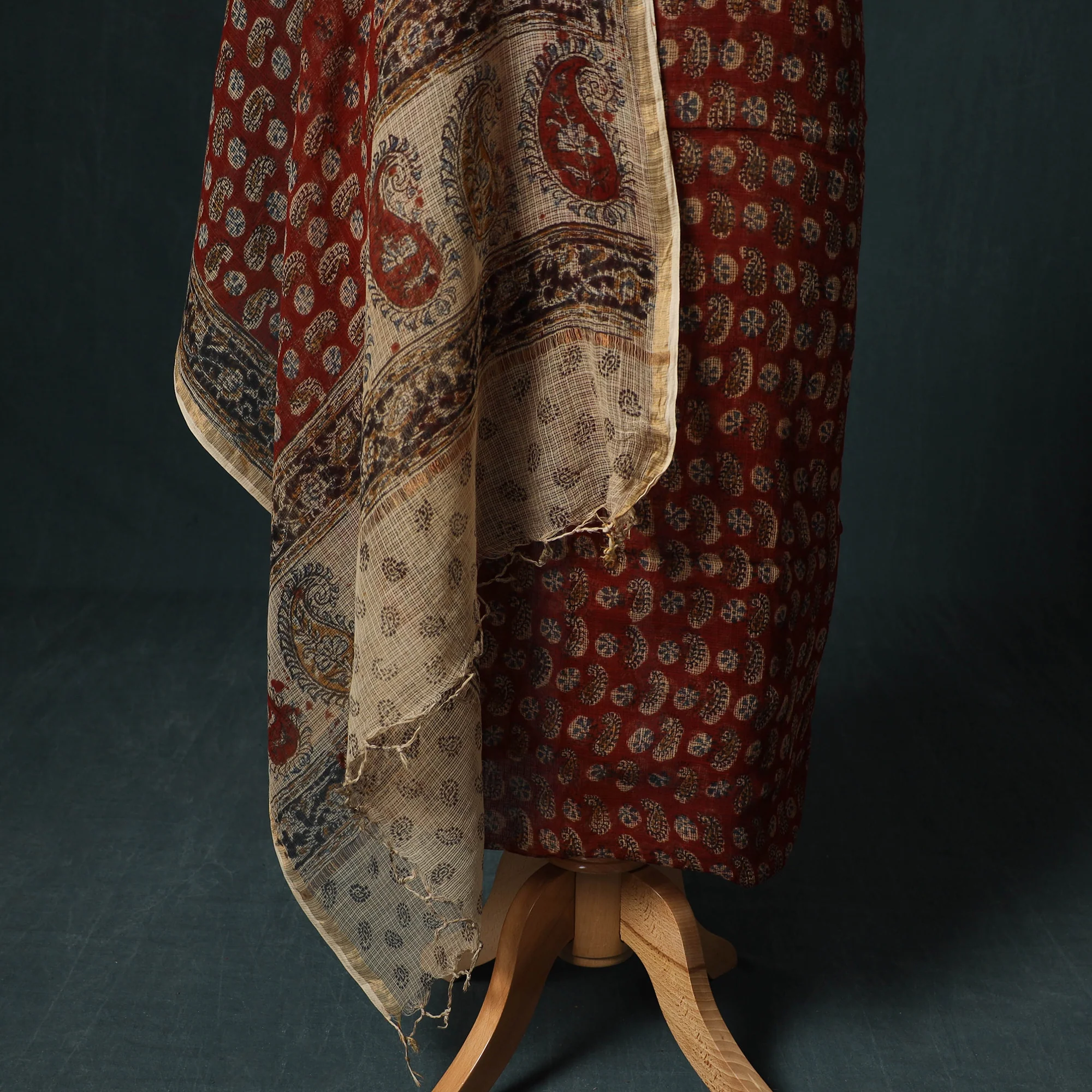 Pedana Kalamkari Block Print Kota Doria Cotton 2pc Unstitched Dress Material Kurta Set 43 - Image 4