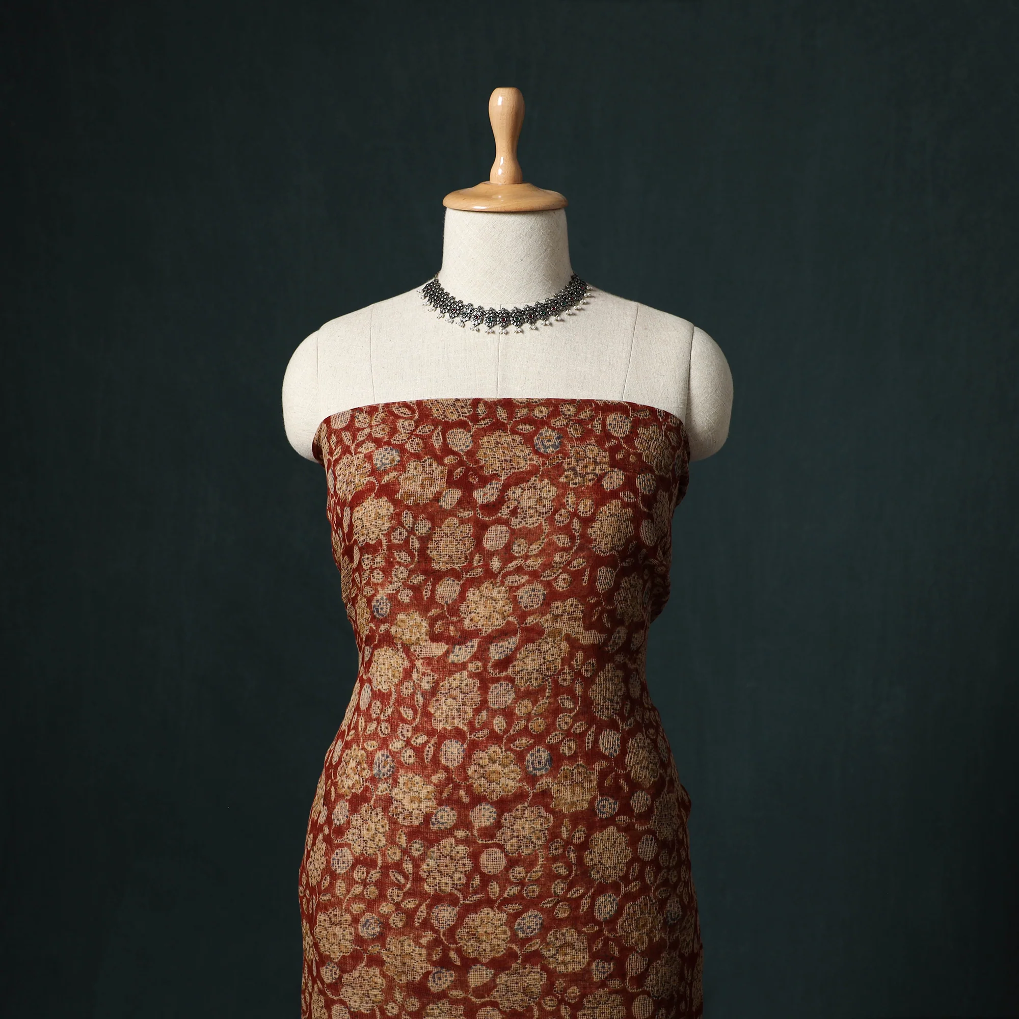 Pedana Kalamkari Block Print Kota Doria Cotton 2pc Unstitched Dress Material Kurta Set 44 - Image 2