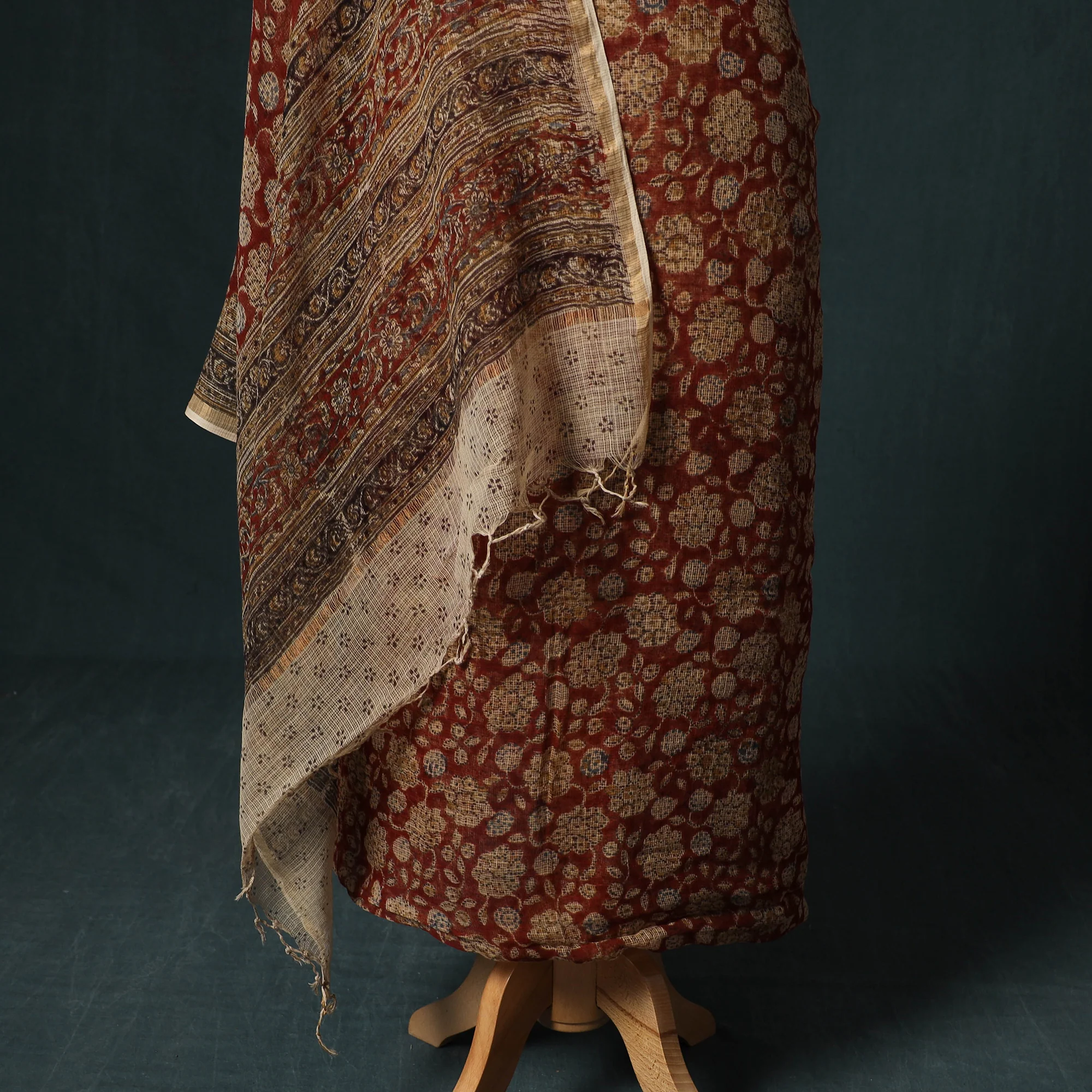 Pedana Kalamkari Block Print Kota Doria Cotton 2pc Unstitched Dress Material Kurta Set 44 - Image 4