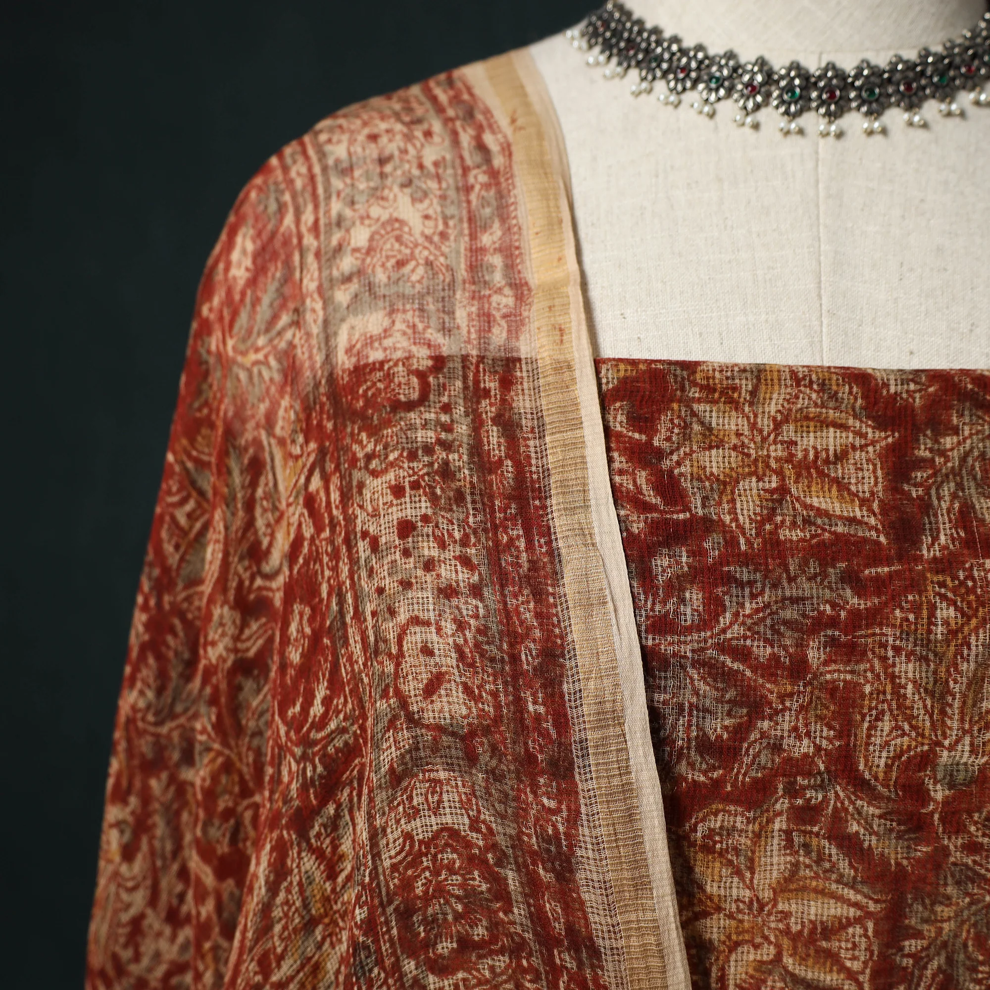 Pedana Kalamkari Block Print Kota Doria Cotton 2pc Unstitched Dress Material Kurta Set 45 - Image 3