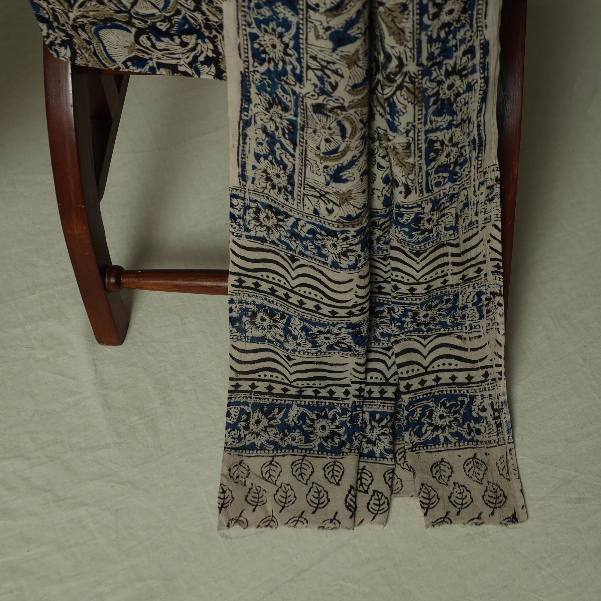 Pedana Kalamkari Hand Block Print Natural Dyed Cotton 3pc Unstitched Dress Material Suit Set 02 - Image 4