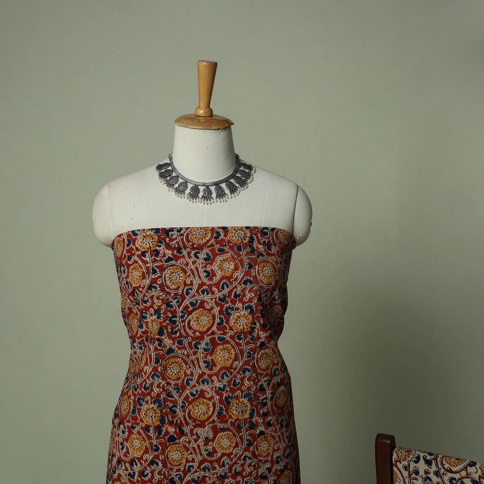 Pedana Kalamkari Hand Block Print Natural Dyed Cotton 3pc Unstitched Dress Material Suit Set 11 - Image 3