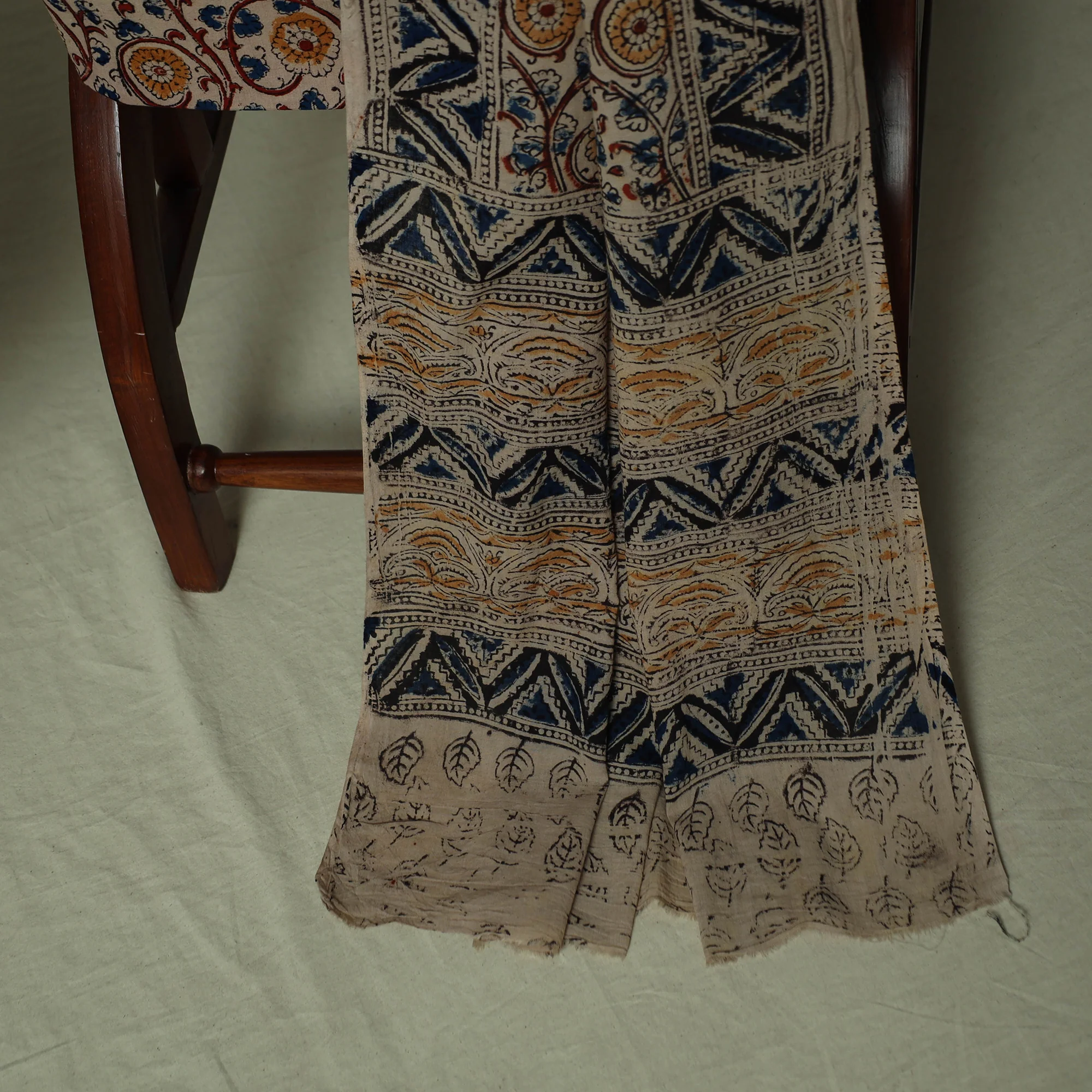 Pedana Kalamkari Hand Block Print Natural Dyed Cotton 3pc Unstitched Dress Material Suit Set 11 - Image 4