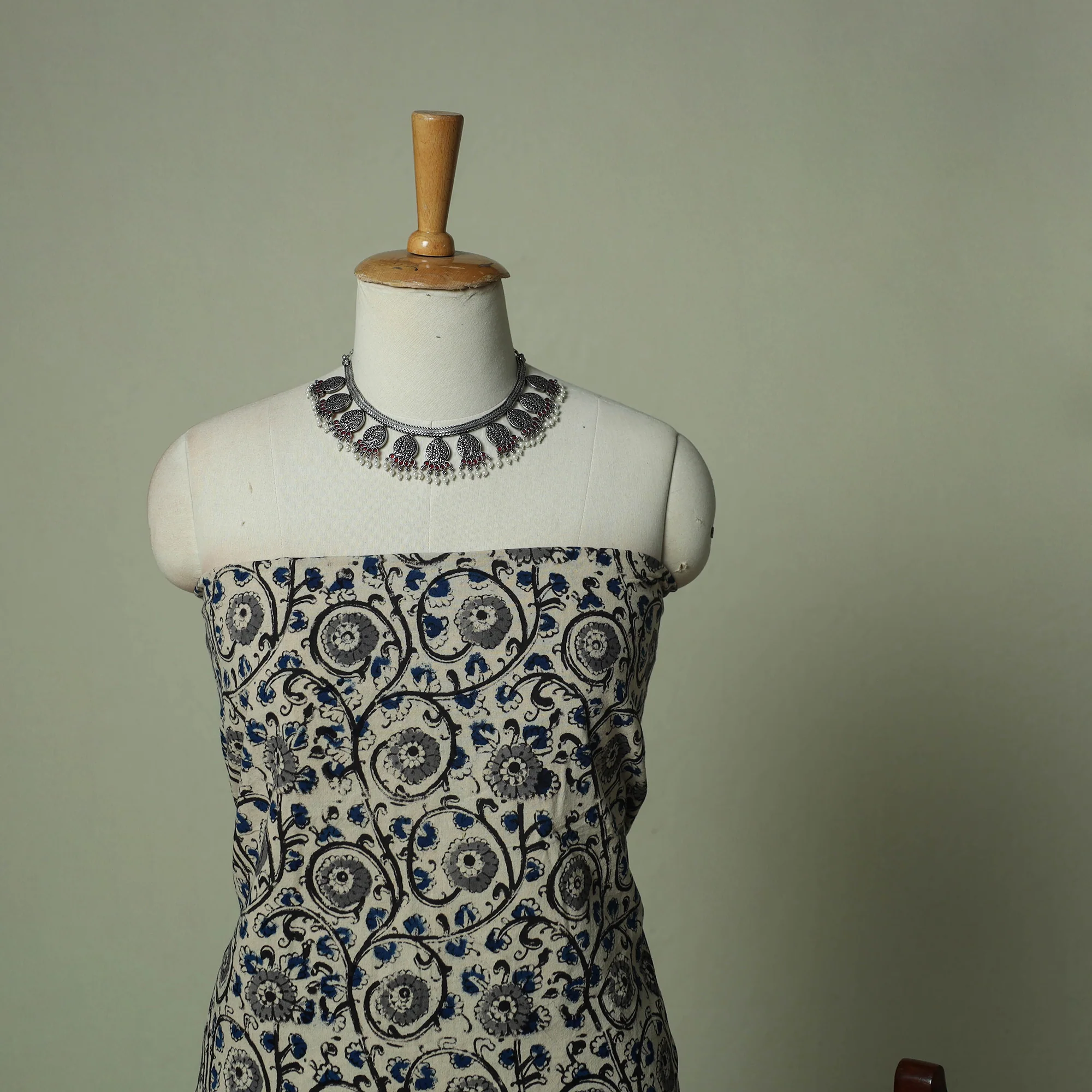 Pedana Kalamkari Hand Block Print Natural Dyed Cotton 3pc Unstitched Dress Material Suit Set 12 - Image 3