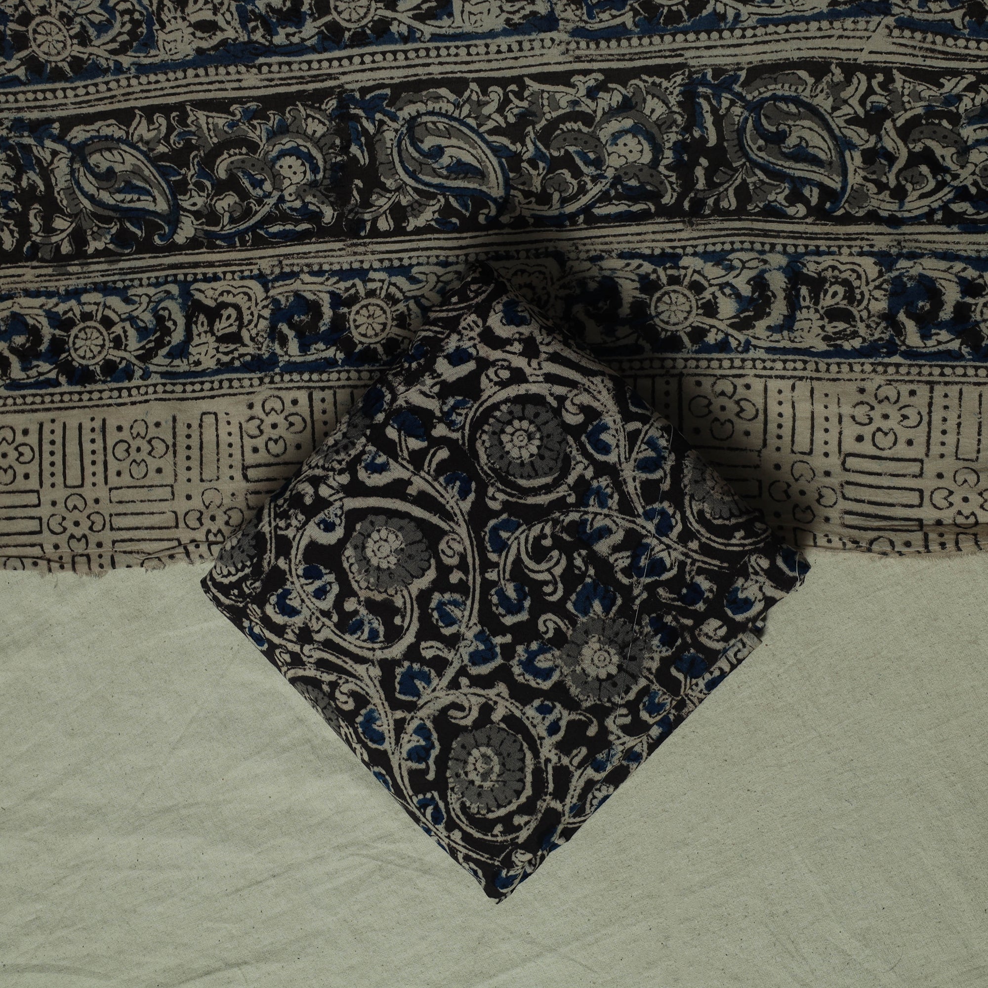 Pedana Kalamkari Hand Block Print Natural Dyed Cotton 3pc Unstitched Dress Material Suit Set 12 - Image 5
