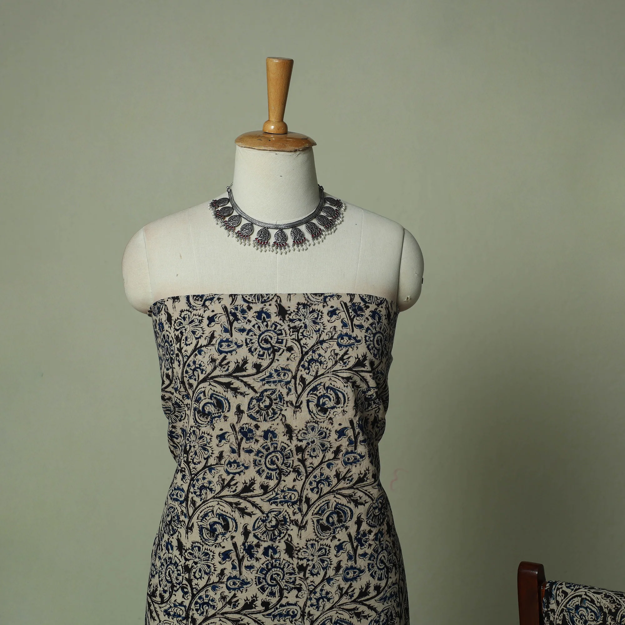 Pedana Kalamkari Hand Block Print Natural Dyed Cotton 3pc Unstitched Dress Material Suit Set 13 - Image 3