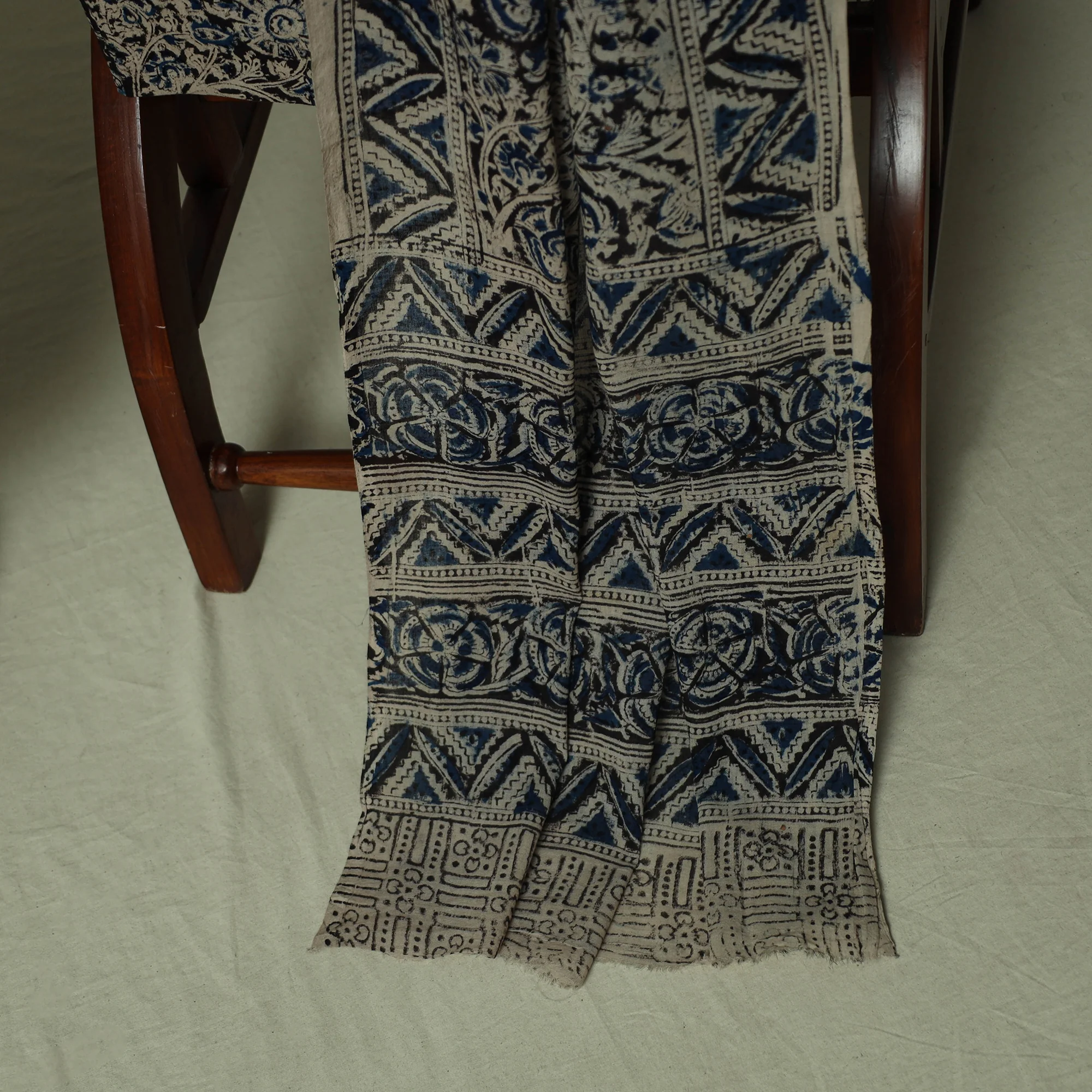 Pedana Kalamkari Hand Block Print Natural Dyed Cotton 3pc Unstitched Dress Material Suit Set 13 - Image 4