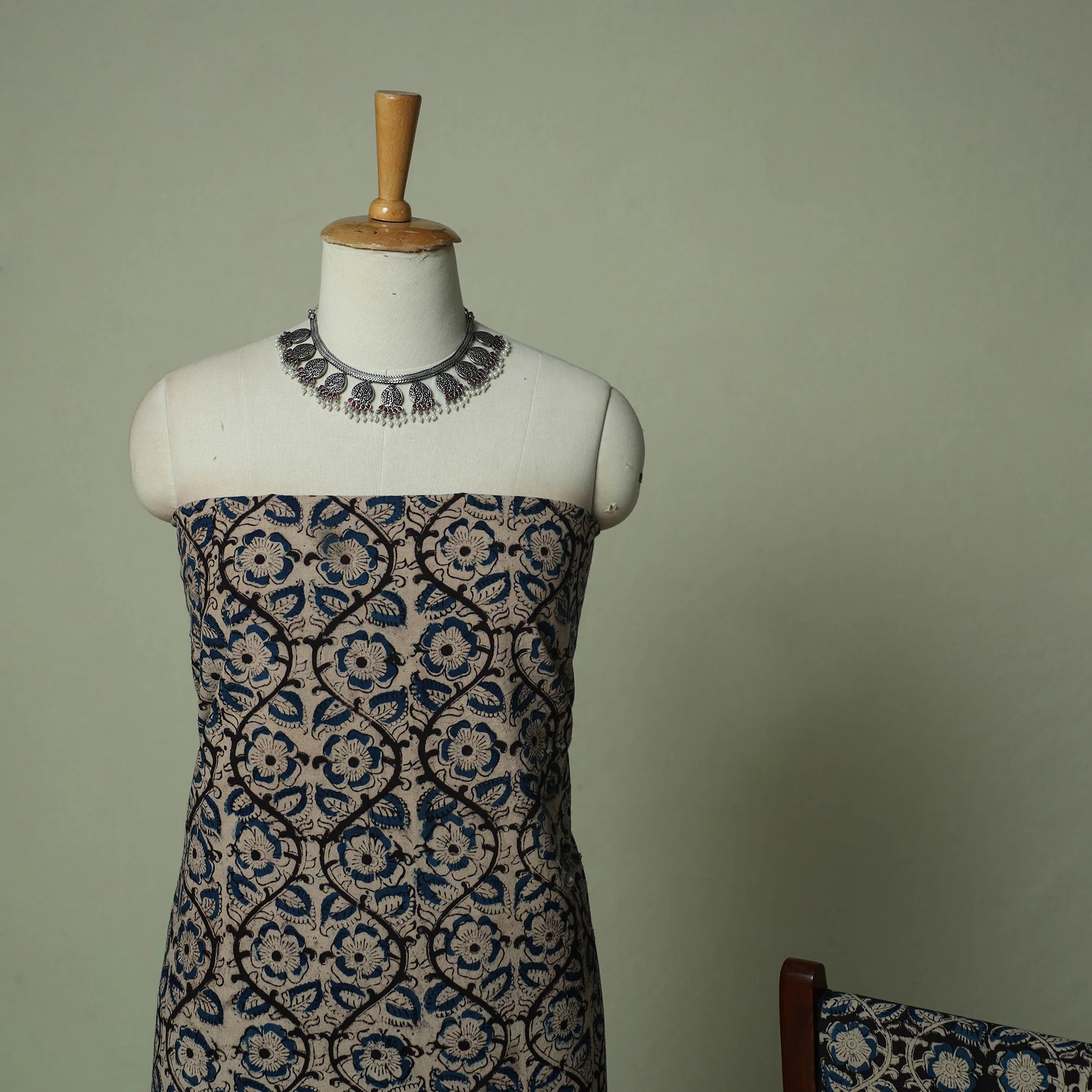 Pedana Kalamkari Hand Block Print Natural Dyed Cotton 3pc Unstitched Dress Material Suit Set 14 - Image 3