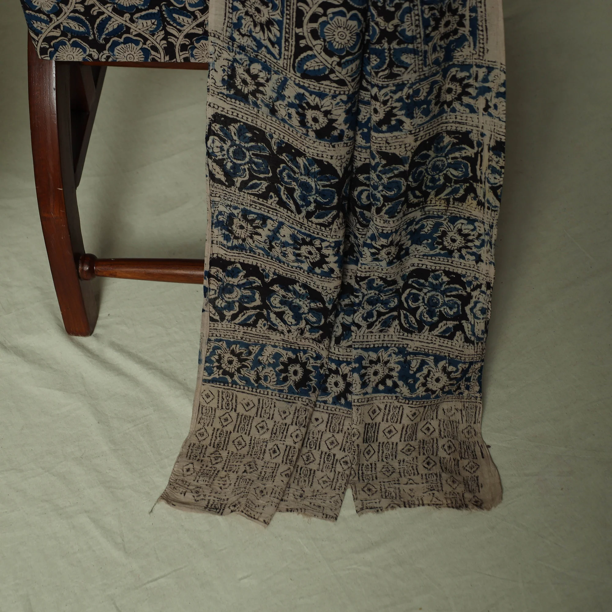 Pedana Kalamkari Hand Block Print Natural Dyed Cotton 3pc Unstitched Dress Material Suit Set 14 - Image 4
