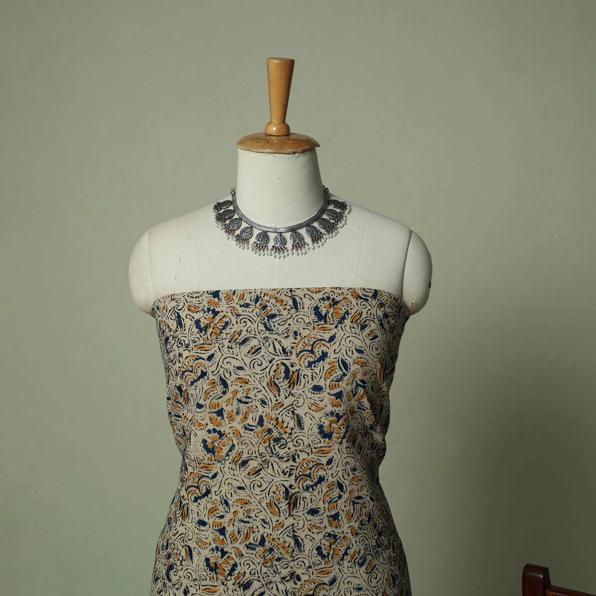Pedana Kalamkari Hand Block Print Natural Dyed Cotton 3pc Unstitched Dress Material Suit Set 15 - Image 3