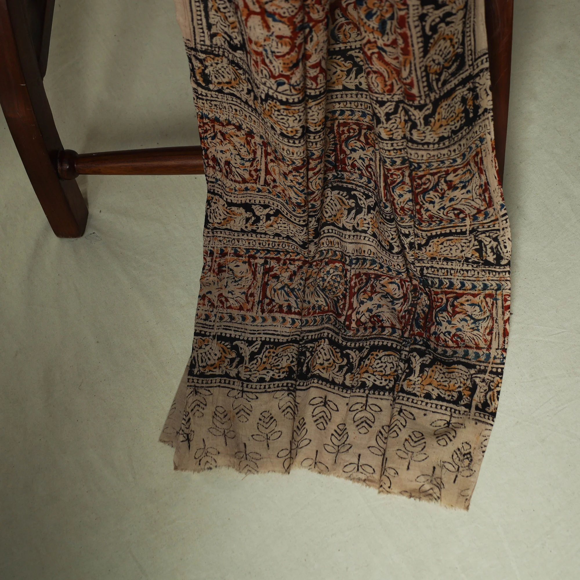 Pedana Kalamkari Hand Block Print Natural Dyed Cotton 3pc Unstitched Dress Material Suit Set 15 - Image 5