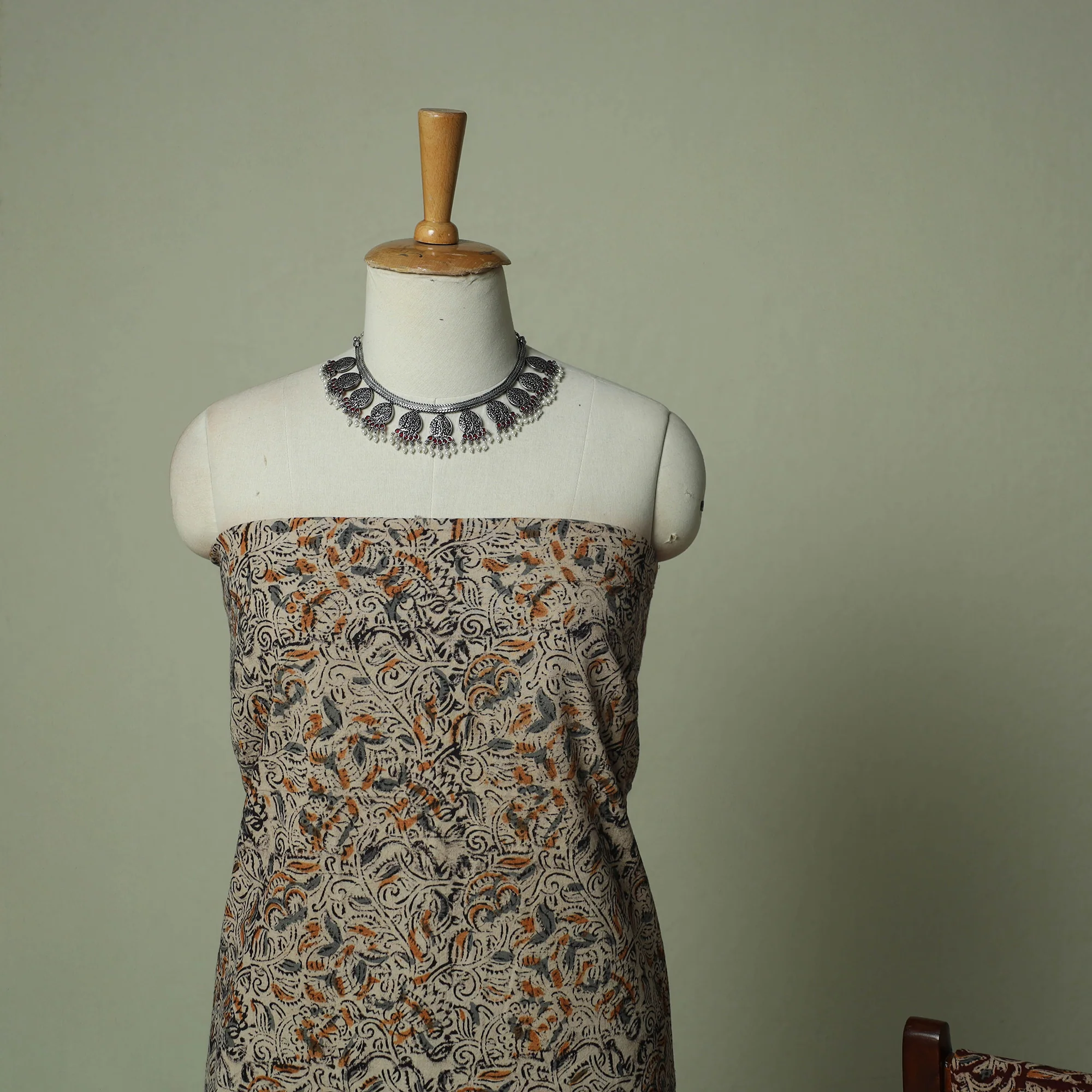 Pedana Kalamkari Hand Block Print Natural Dyed Cotton 3pc Unstitched Dress Material Suit Set 16 - Image 3