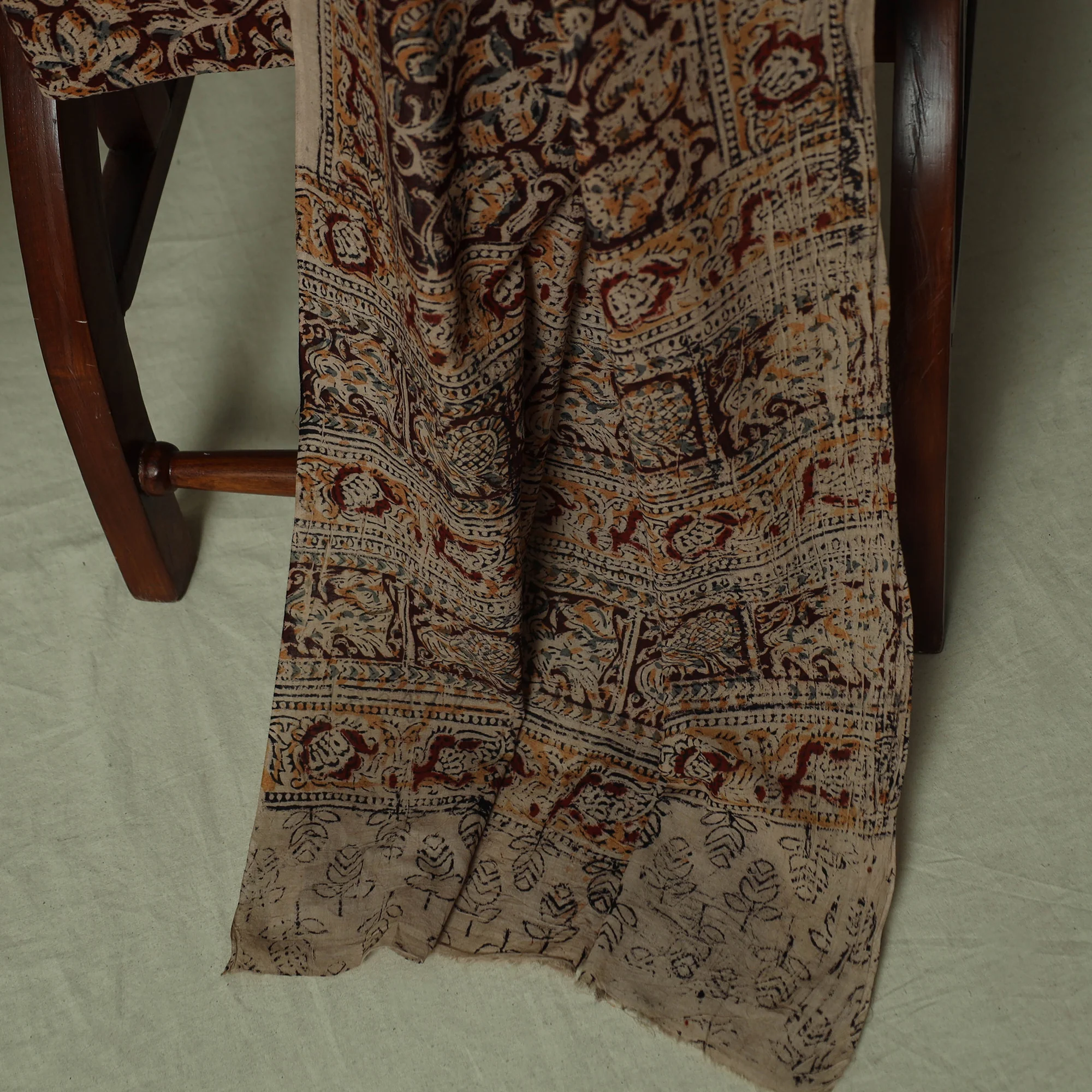Pedana Kalamkari Hand Block Print Natural Dyed Cotton 3pc Unstitched Dress Material Suit Set 16 - Image 4