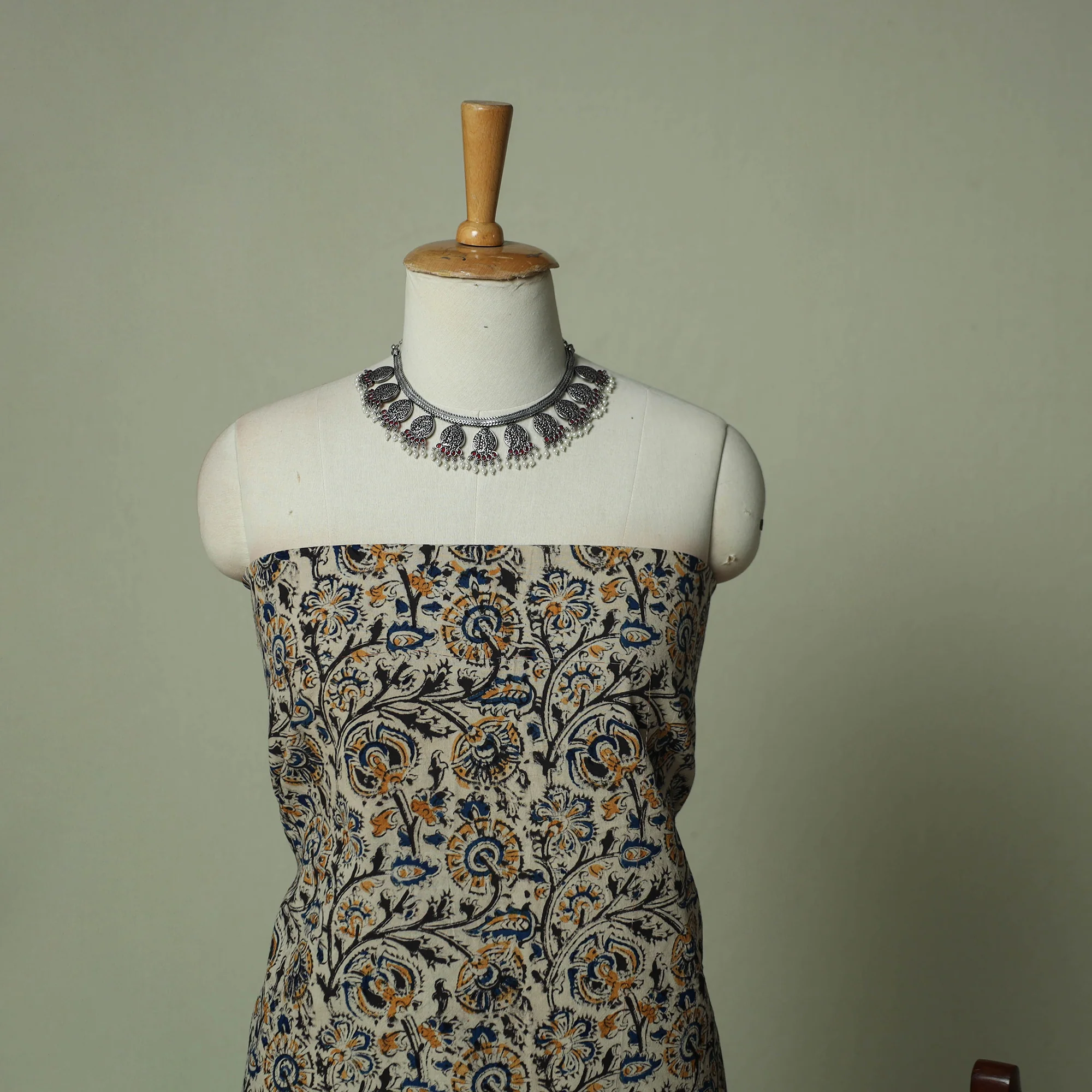 Pedana Kalamkari Hand Block Print Natural Dyed Cotton 3pc Unstitched Dress Material Suit Set 17 - Image 3