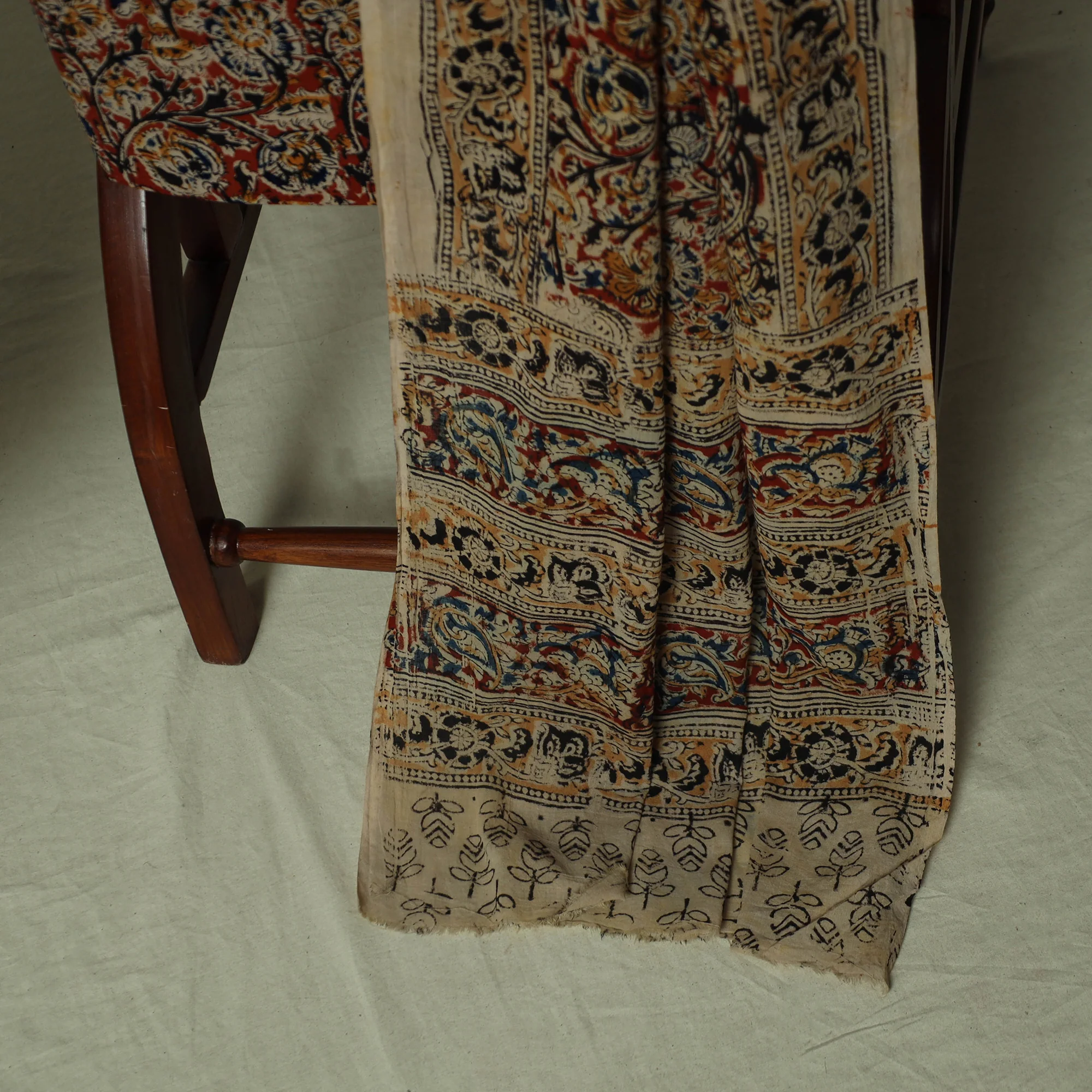 Pedana Kalamkari Hand Block Print Natural Dyed Cotton 3pc Unstitched Dress Material Suit Set 17 - Image 4