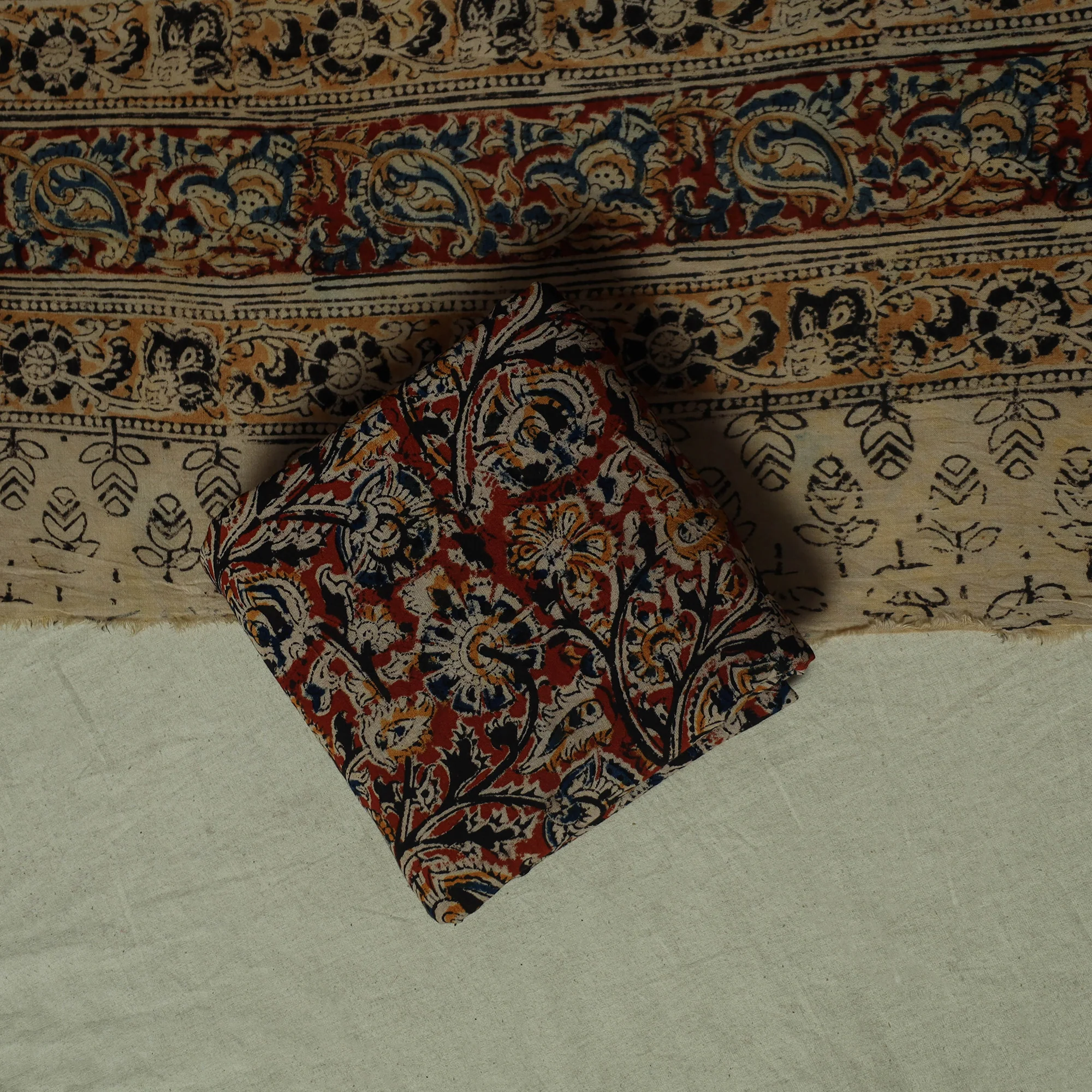 Pedana Kalamkari Hand Block Print Natural Dyed Cotton 3pc Unstitched Dress Material Suit Set 17 - Image 5