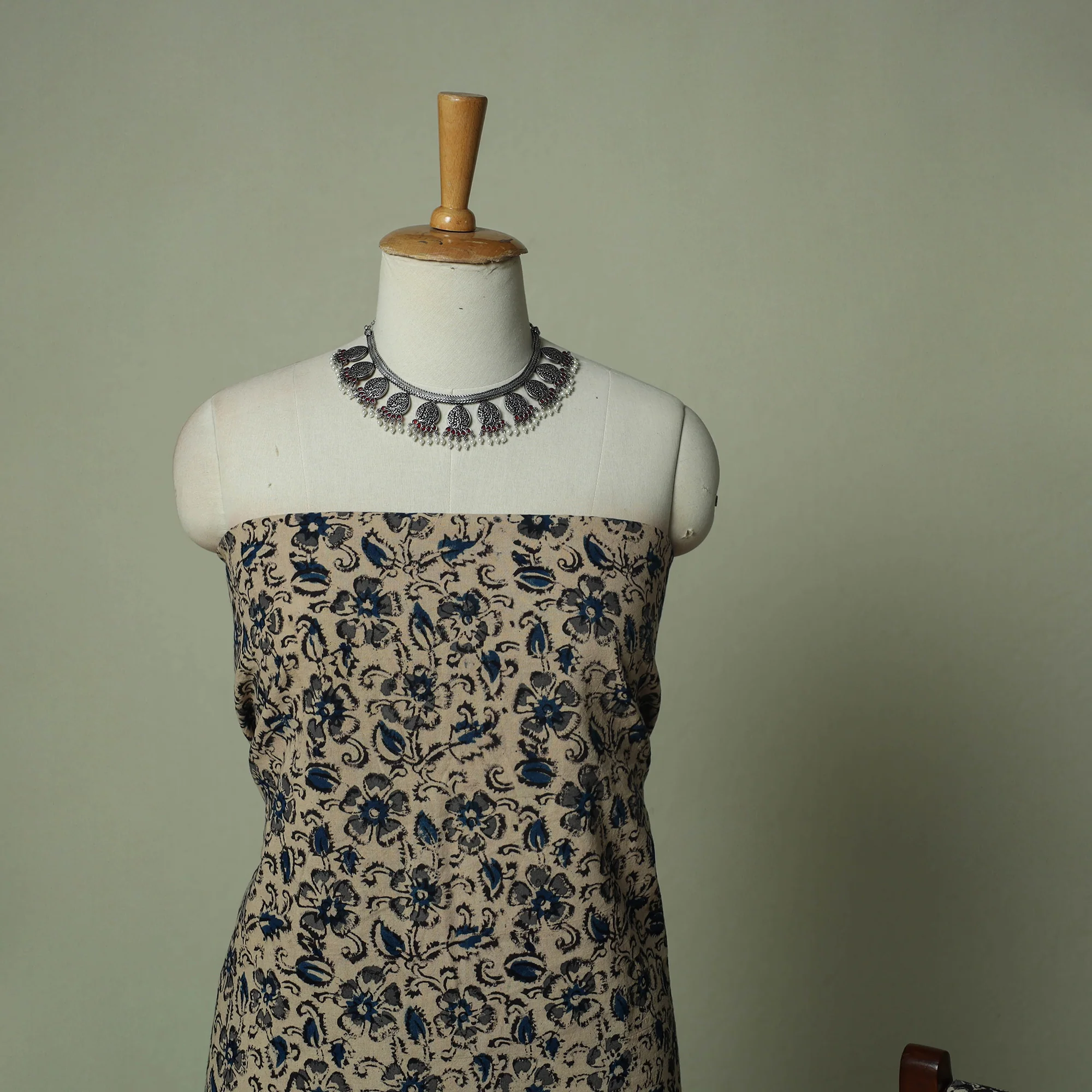 Pedana Kalamkari Hand Block Print Natural Dyed Cotton 3pc Unstitched Dress Material Suit Set 18 - Image 3