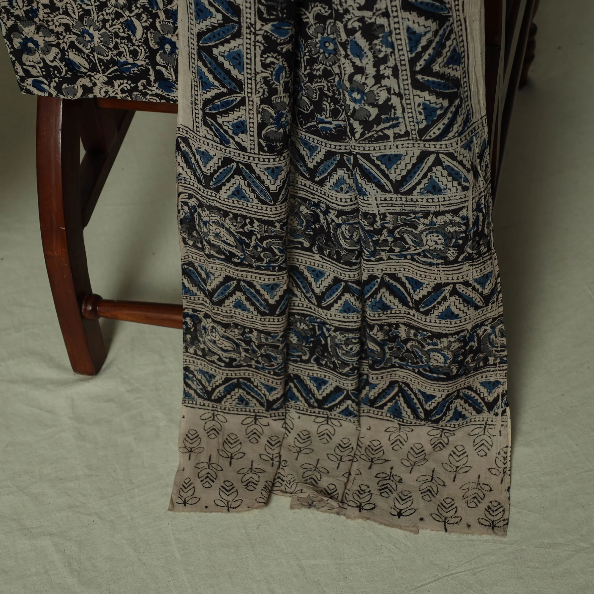 Pedana Kalamkari Hand Block Print Natural Dyed Cotton 3pc Unstitched Dress Material Suit Set 18 - Image 4