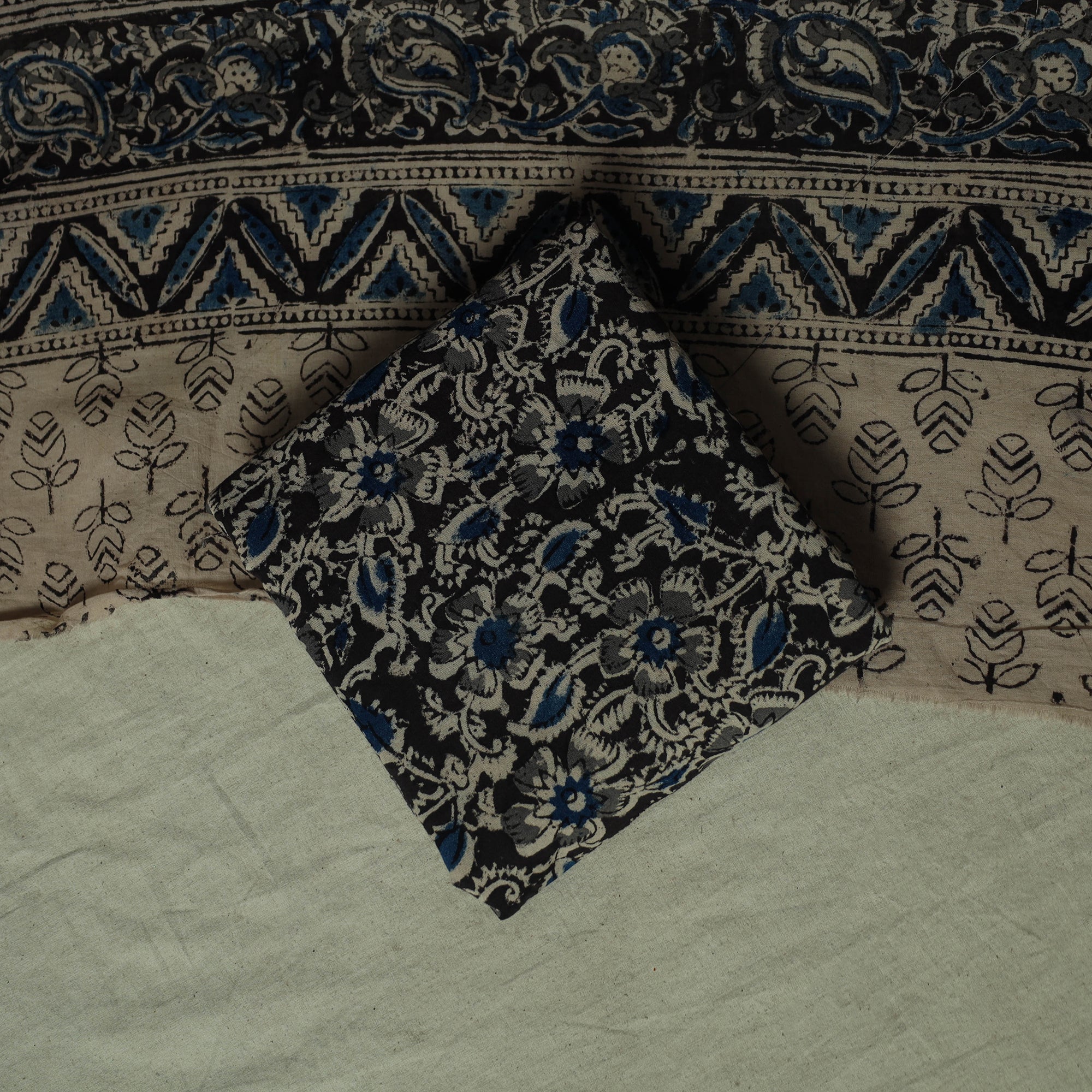 Pedana Kalamkari Hand Block Print Natural Dyed Cotton 3pc Unstitched Dress Material Suit Set 18 - Image 5