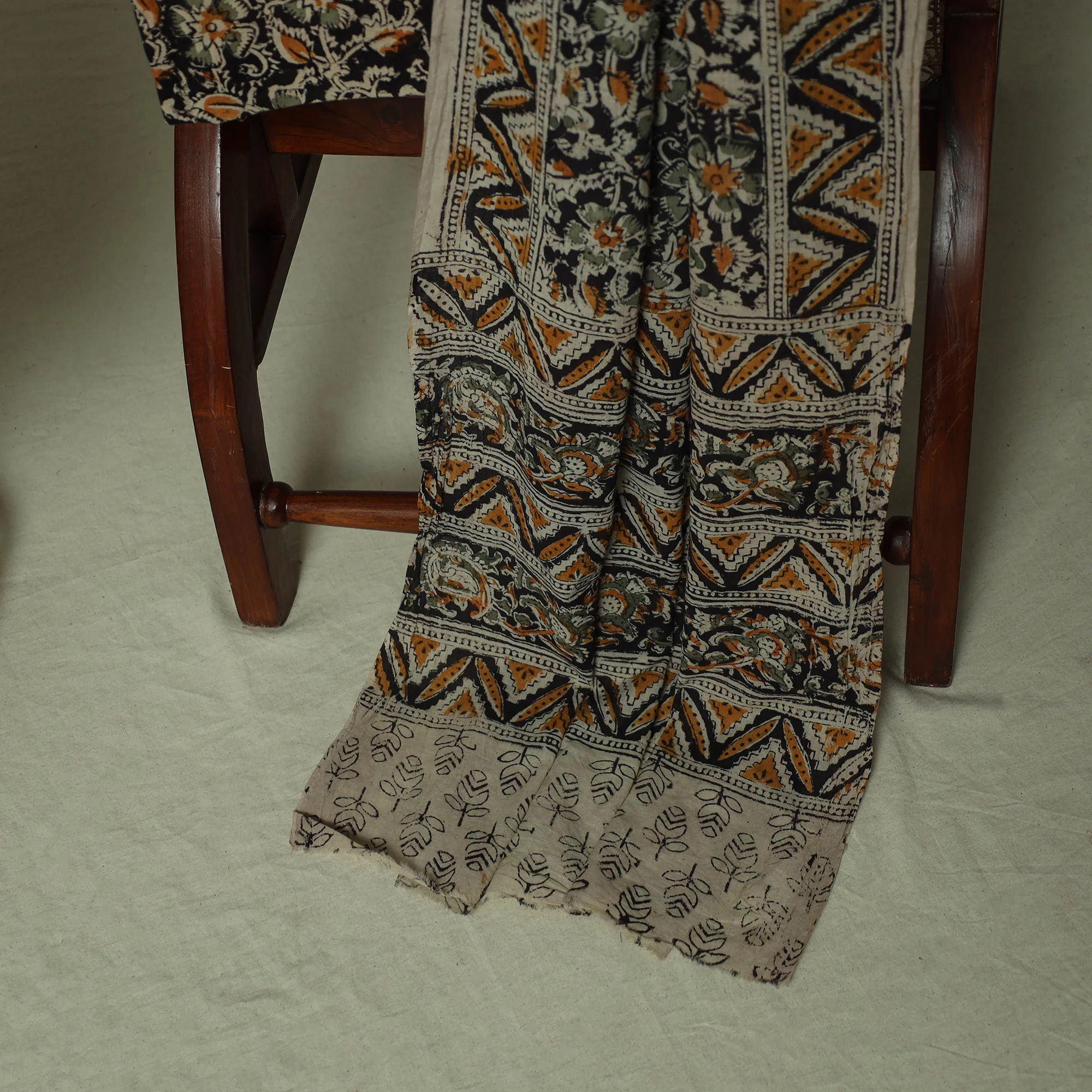 Pedana Kalamkari Hand Block Print Natural Dyed Cotton 3pc Unstitched Dress Material Suit Set 19 - Image 4