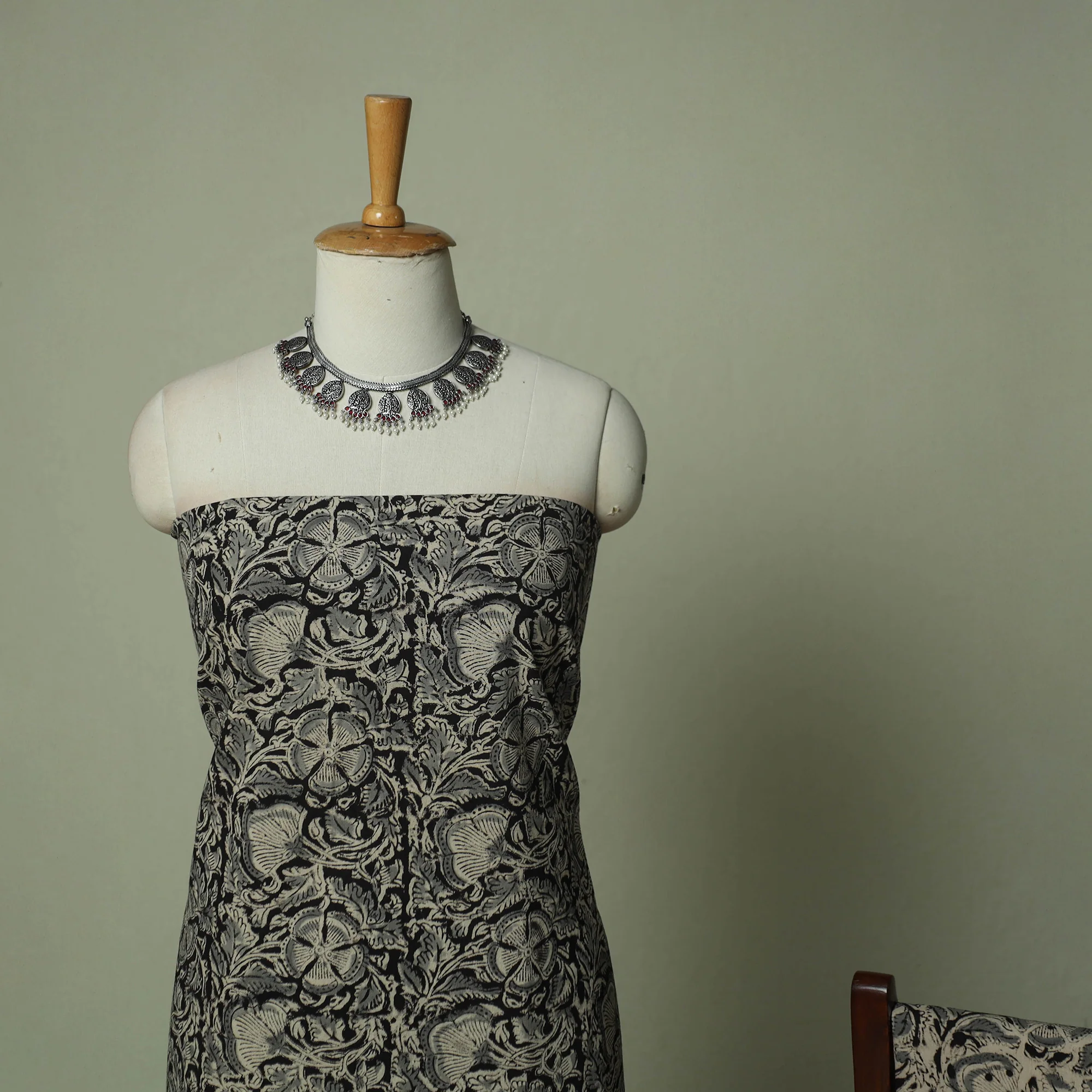 Pedana Kalamkari Hand Block Print Natural Dyed Cotton 3pc Unstitched Dress Material Suit Set 22 - Image 3