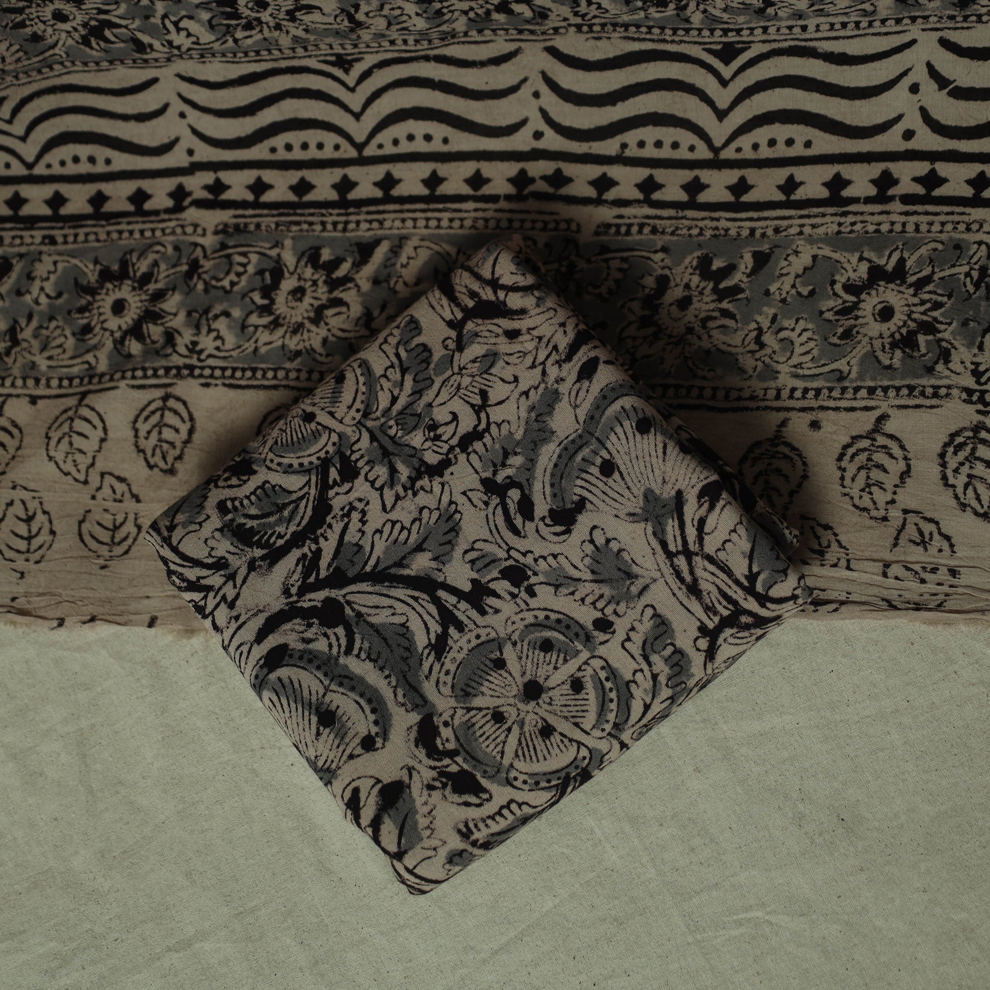 Pedana Kalamkari Hand Block Print Natural Dyed Cotton 3pc Unstitched Dress Material Suit Set 22 - Image 5