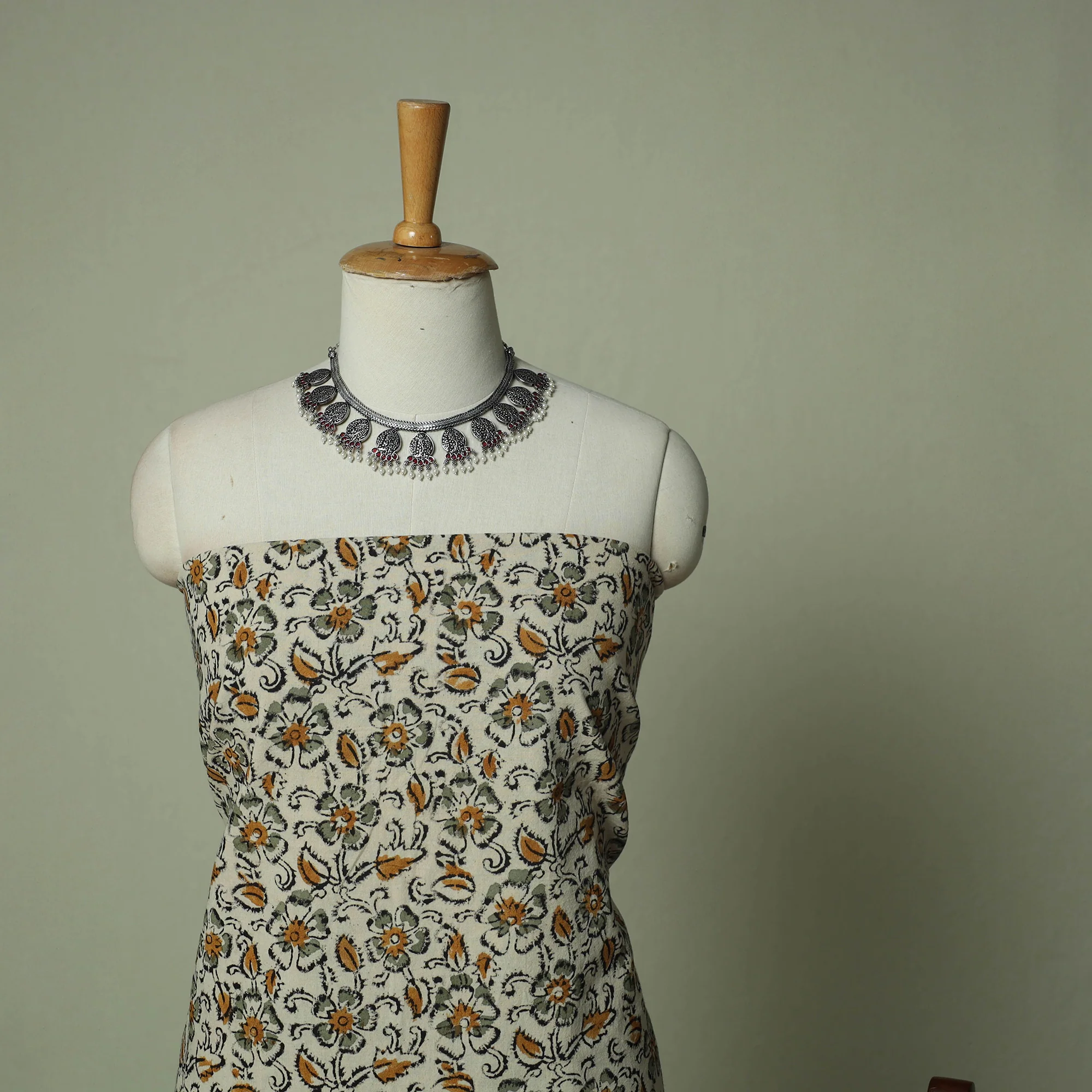 Pedana Kalamkari Hand Block Print Natural Dyed Cotton 3pc Unstitched Dress Material Suit Set 23 - Image 3