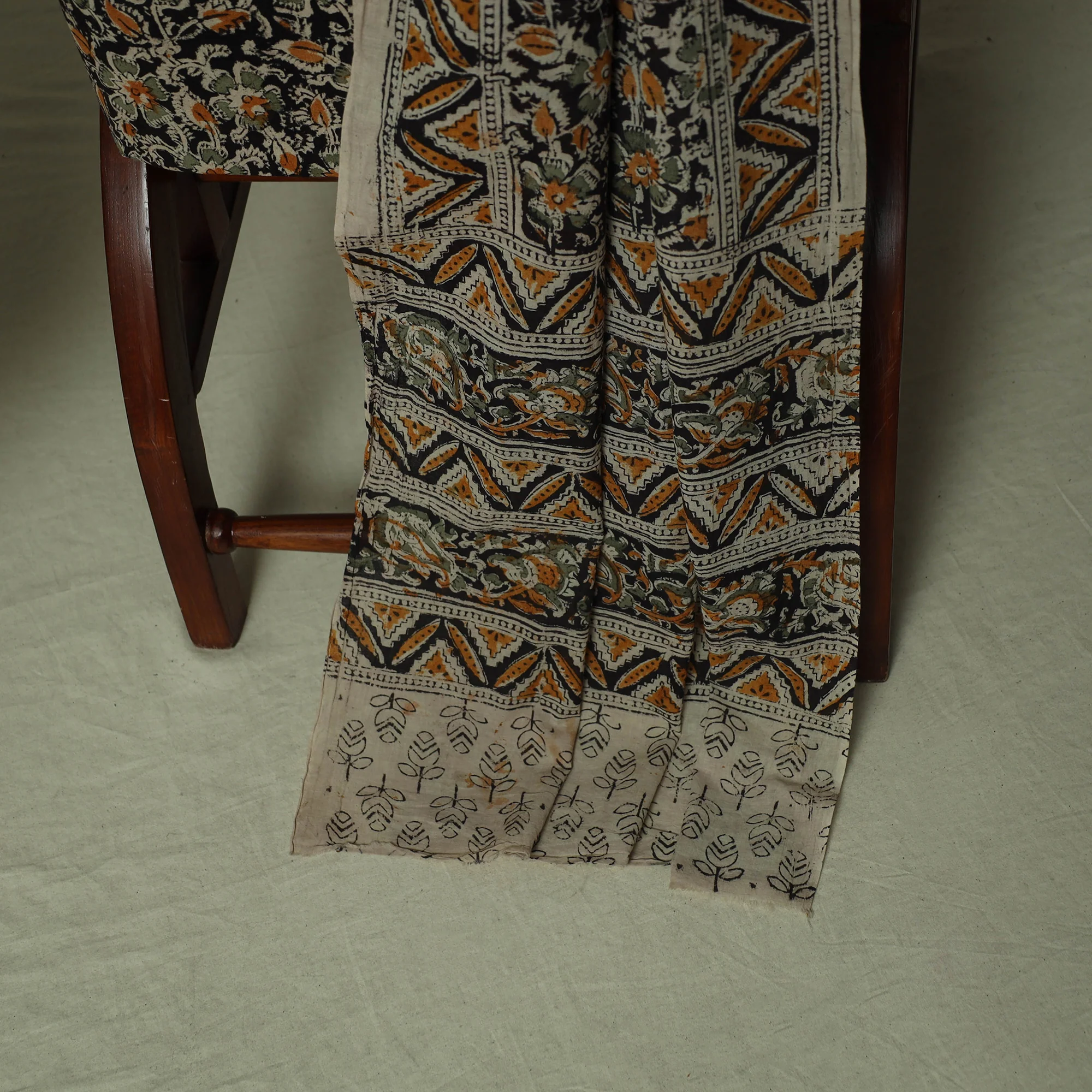 Pedana Kalamkari Hand Block Print Natural Dyed Cotton 3pc Unstitched Dress Material Suit Set 23 - Image 4