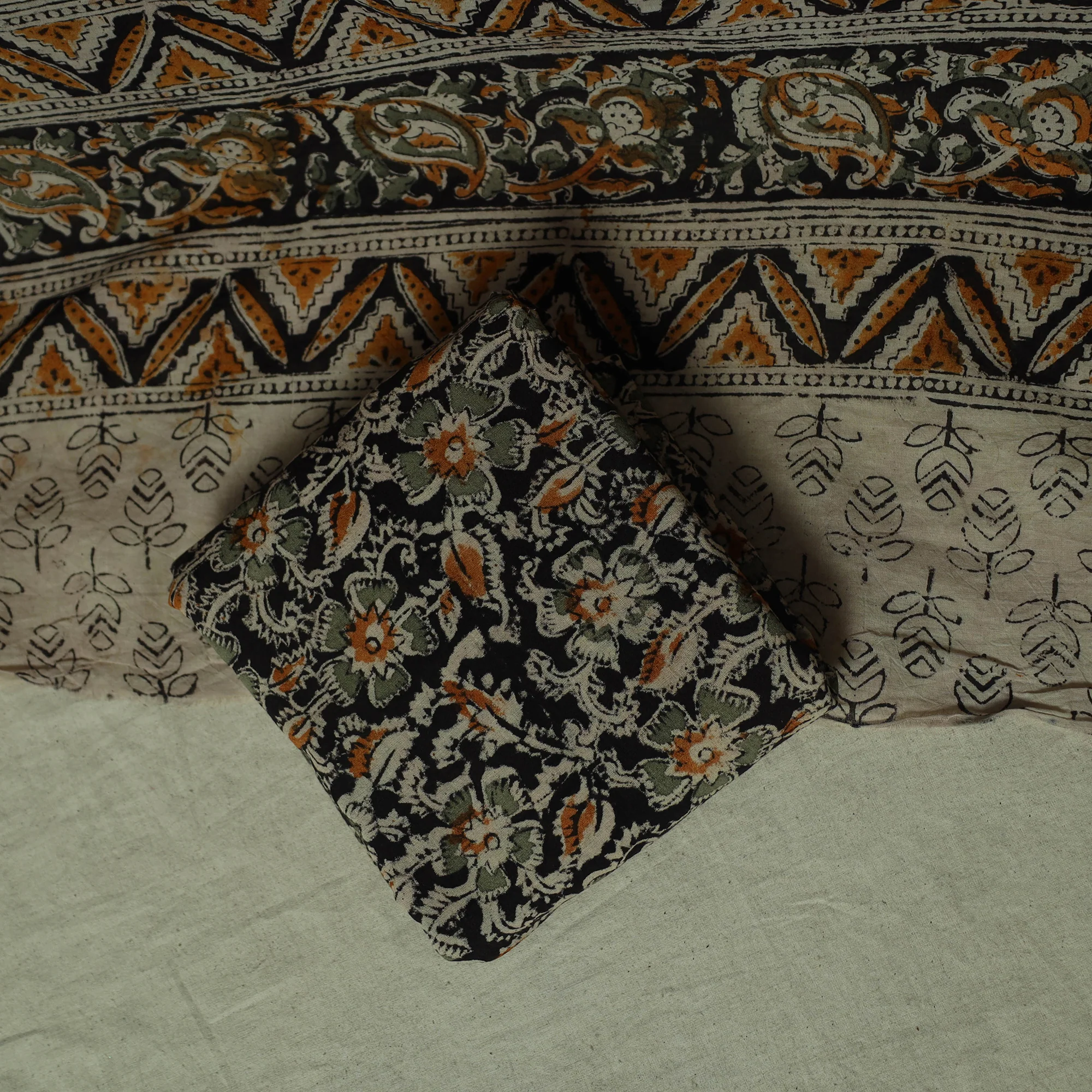 Pedana Kalamkari Hand Block Print Natural Dyed Cotton 3pc Unstitched Dress Material Suit Set 23 - Image 5