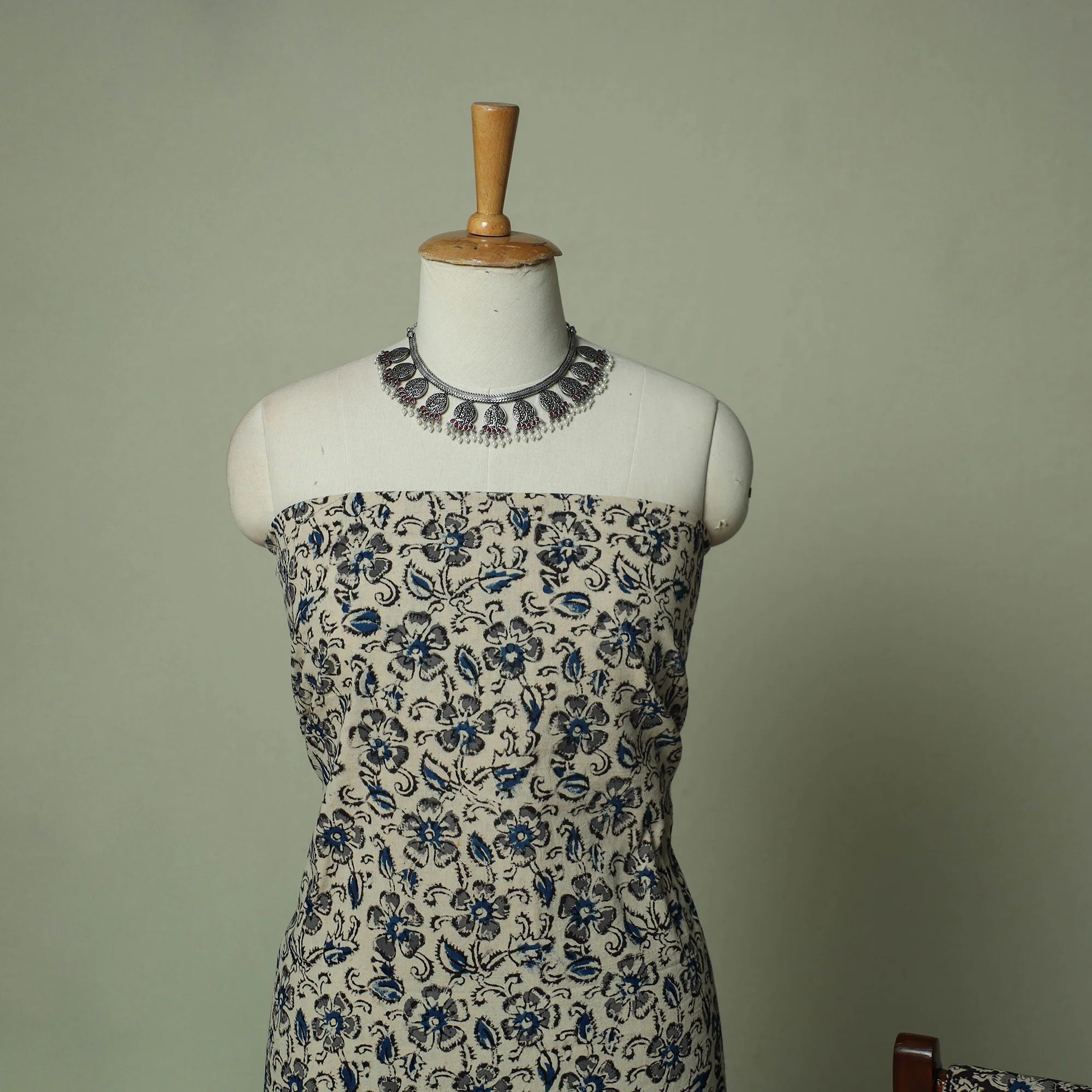 Pedana Kalamkari Hand Block Print Natural Dyed Cotton 3pc Unstitched Dress Material Suit Set 24 - Image 3