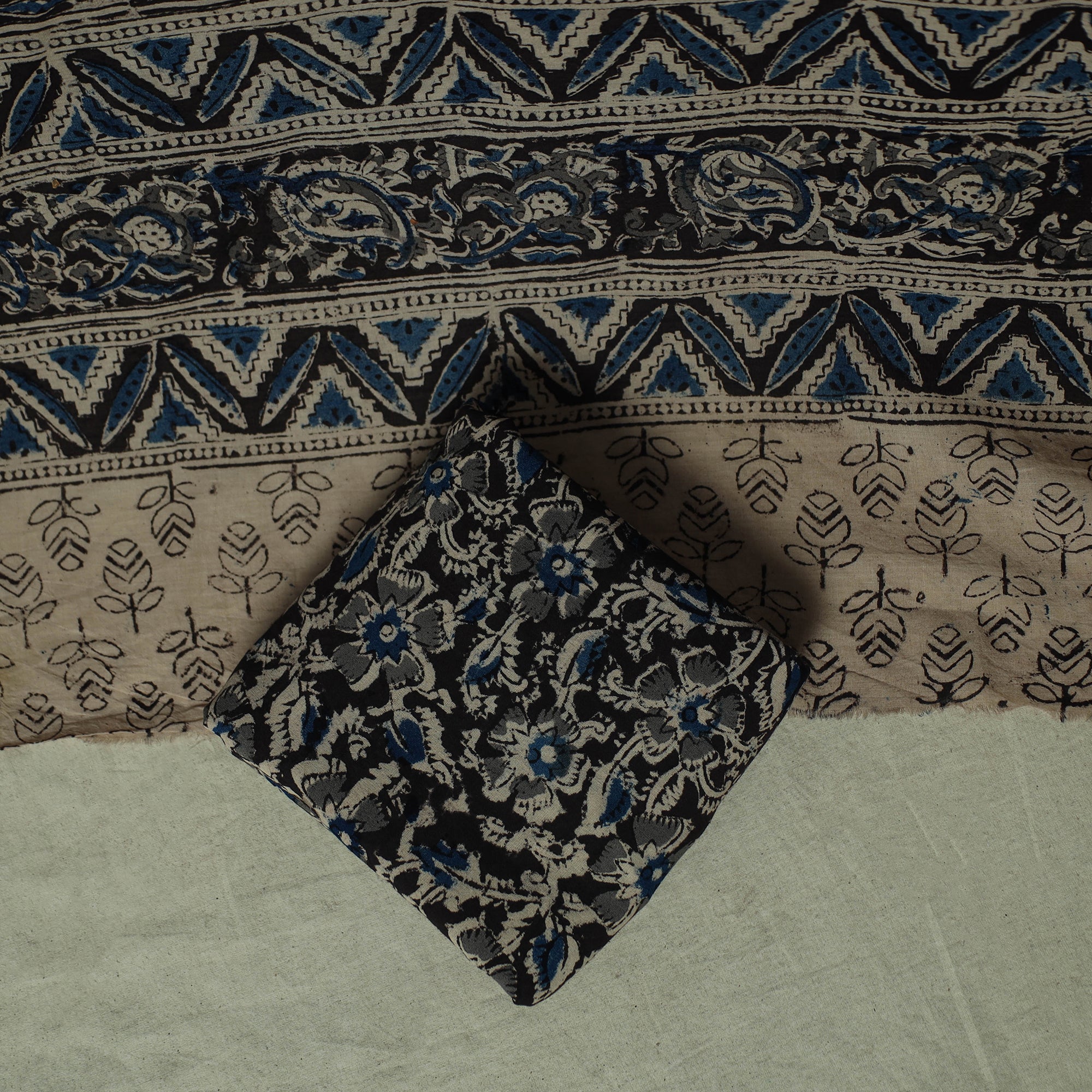 Pedana Kalamkari Hand Block Print Natural Dyed Cotton 3pc Unstitched Dress Material Suit Set 24 - Image 5