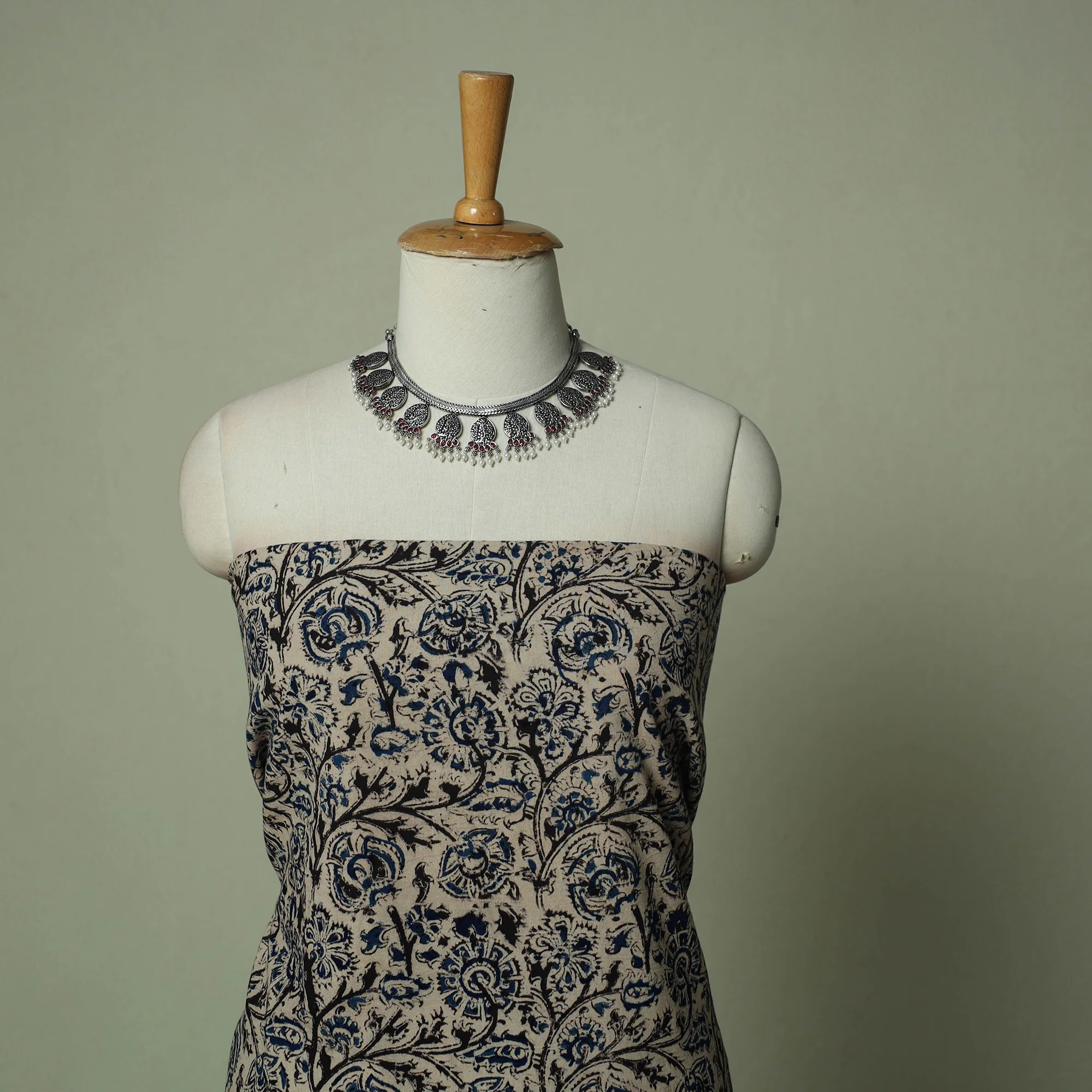 Pedana Kalamkari Hand Block Print Natural Dyed Cotton 3pc Unstitched Dress Material Suit Set 25 - Image 3