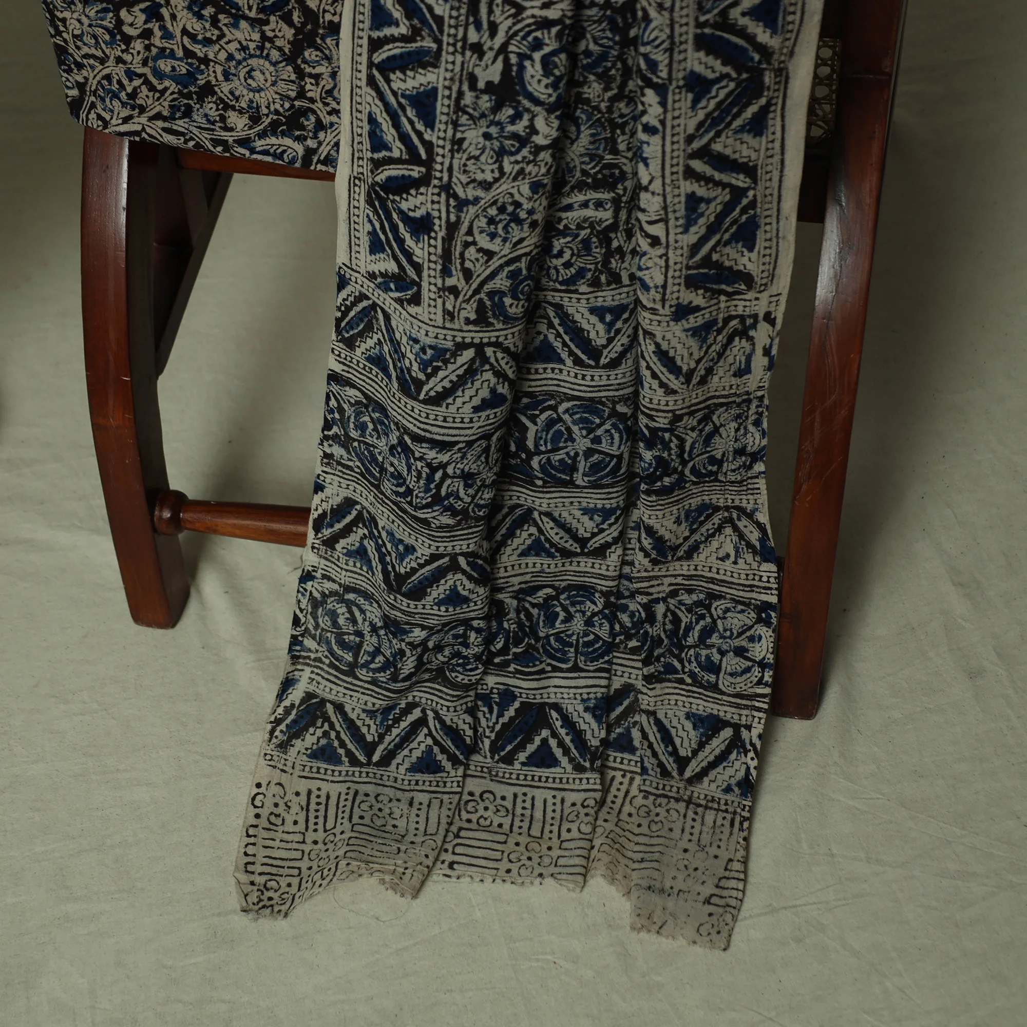 Pedana Kalamkari Hand Block Print Natural Dyed Cotton 3pc Unstitched Dress Material Suit Set 25 - Image 4